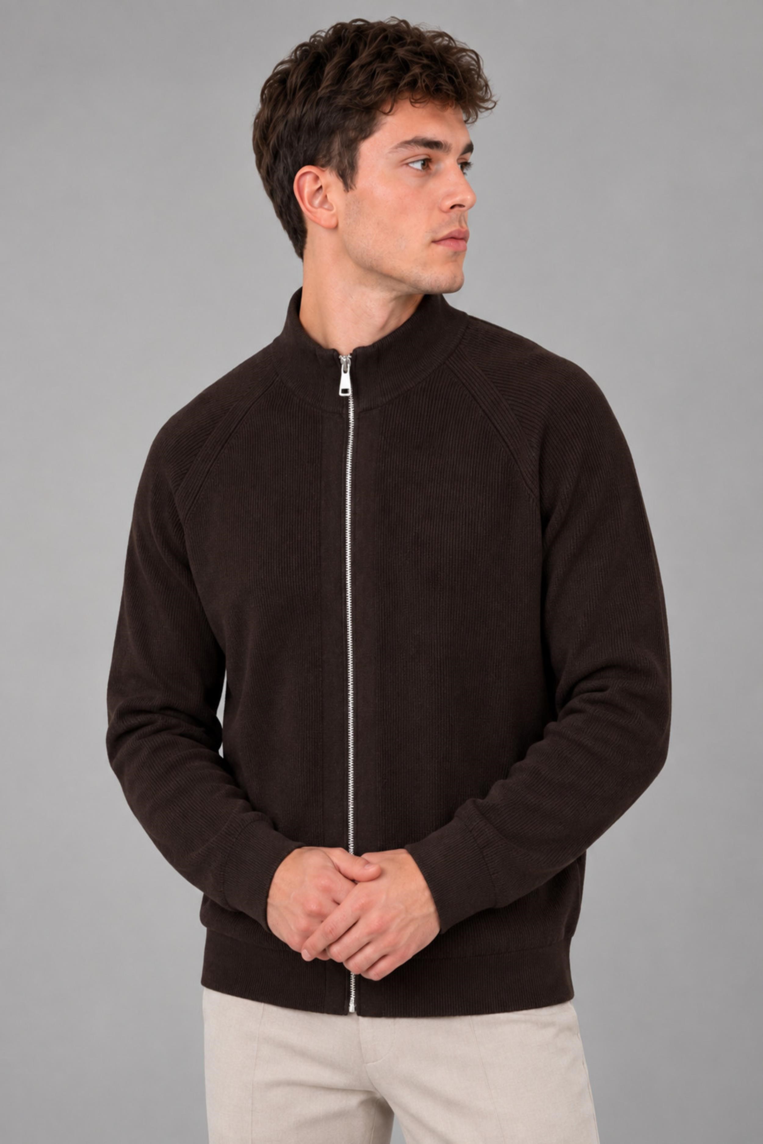 Fermuarlı Örgü Dik Yaka Hırka DP 18465_60399