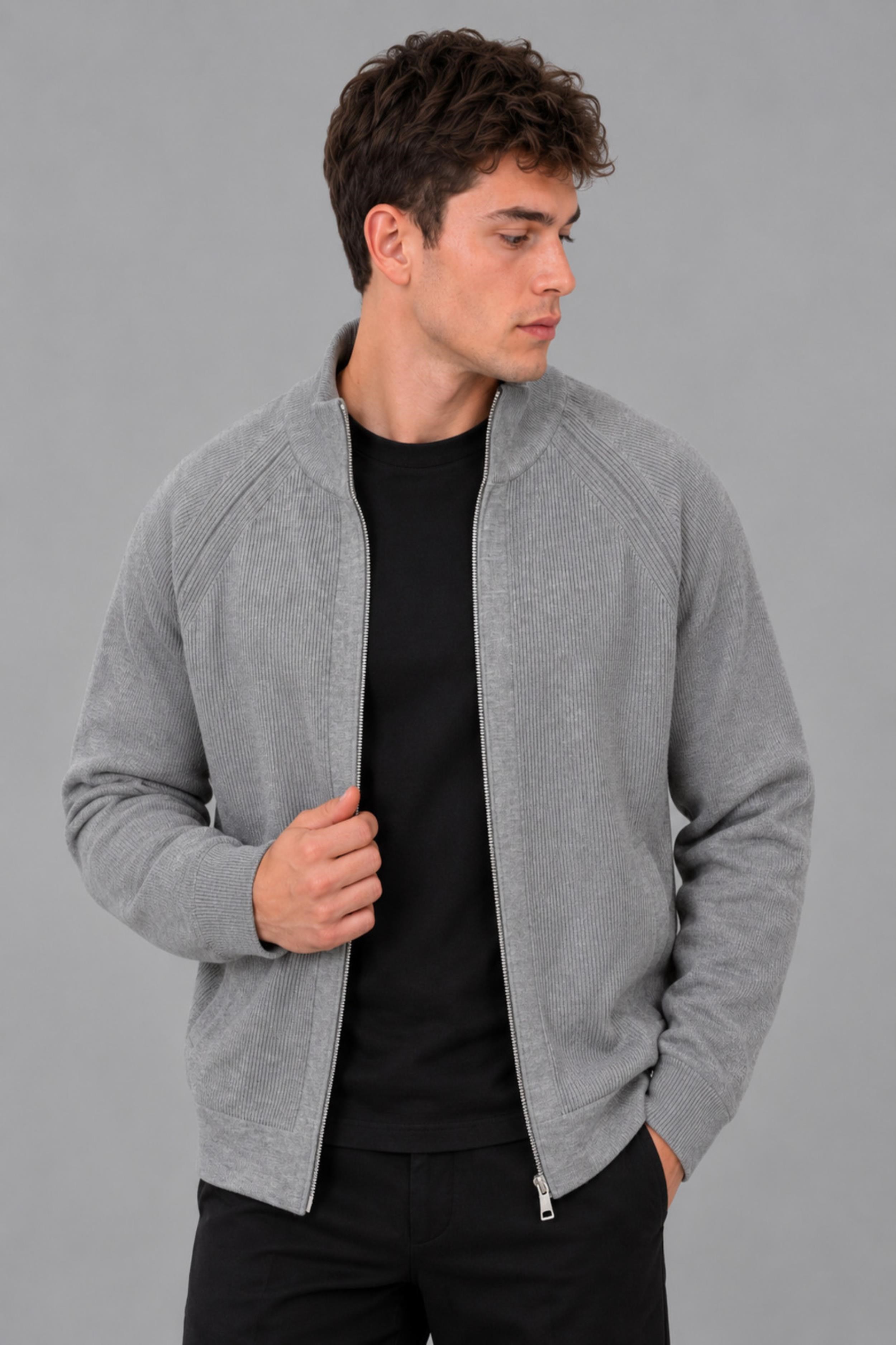 Fermuarlı Örgü Dik Yaka Hırka DP 18465_60399