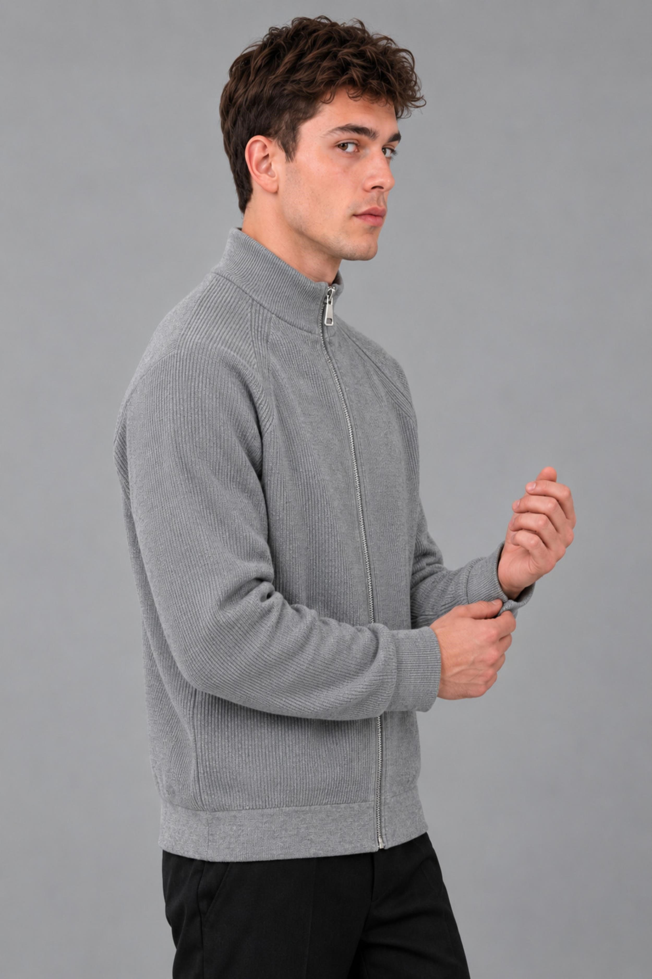 Fermuarlı Örgü Dik Yaka Hırka DP 18465_60399
