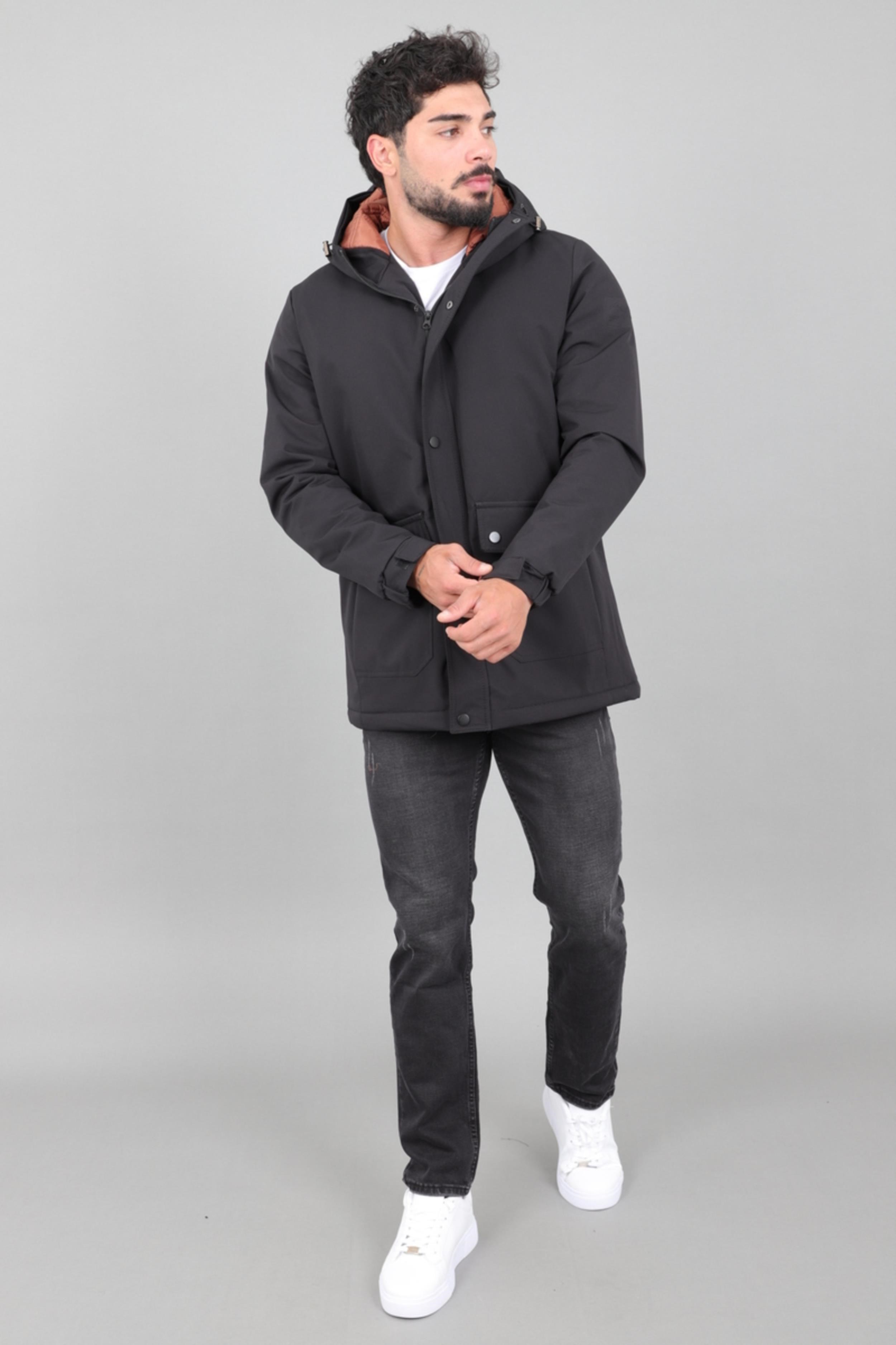 Kapitoneli Torba Cep Sabit Kapüşon Kışlık Mont PLDP 3039_50527