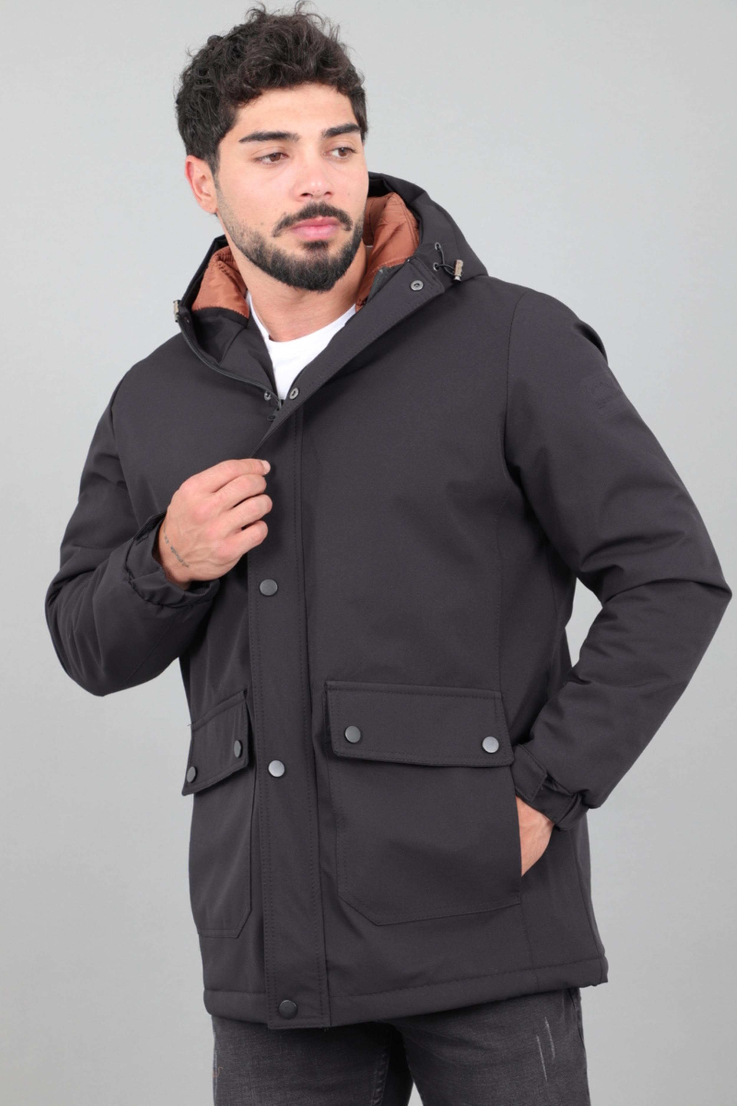 Kapitoneli Torba Cep Sabit Kapüşon Kışlık Mont PLDP 3039_50527