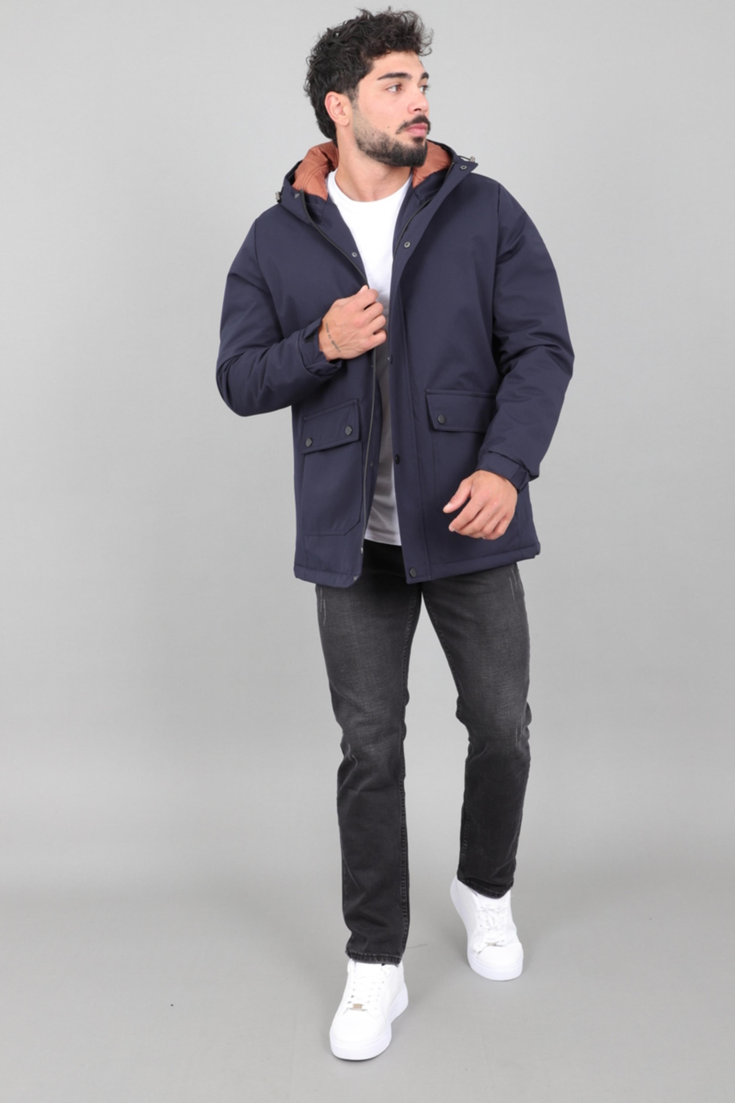 Kapitoneli Torba Cep Sabit Kapüşon Kışlık Mont PLDP 3039_50527