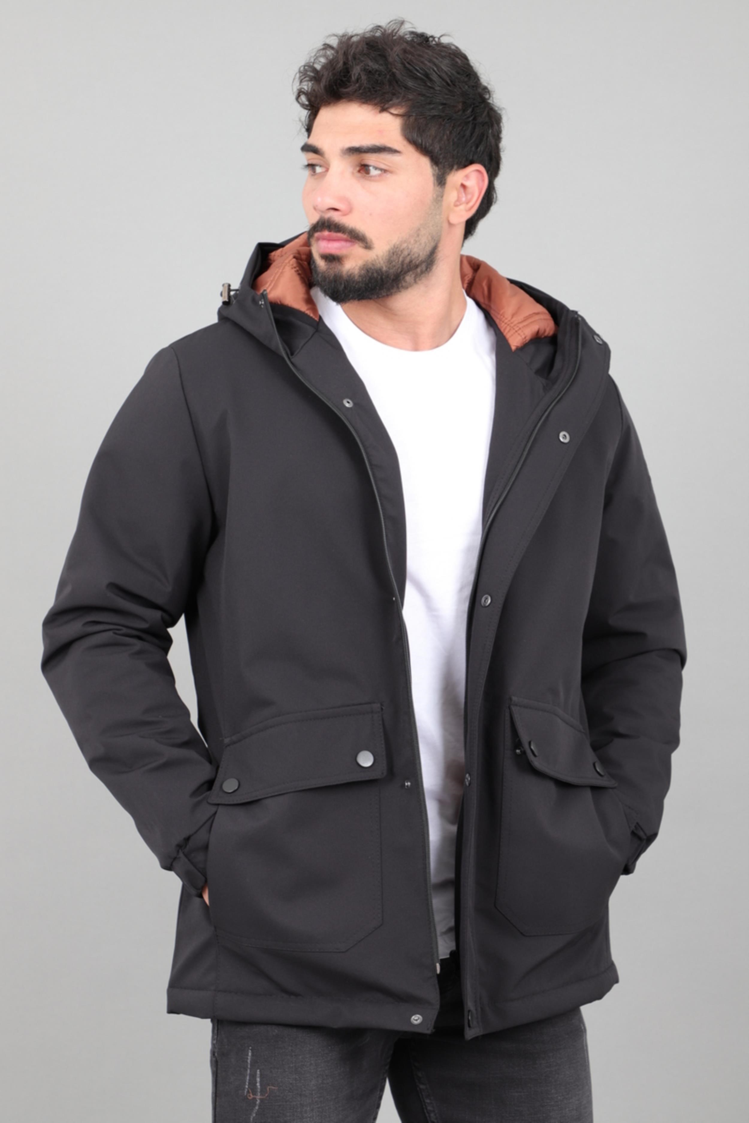 Kapitoneli Torba Cep Sabit Kapüşon Kışlık Mont PLDP 3039_50527