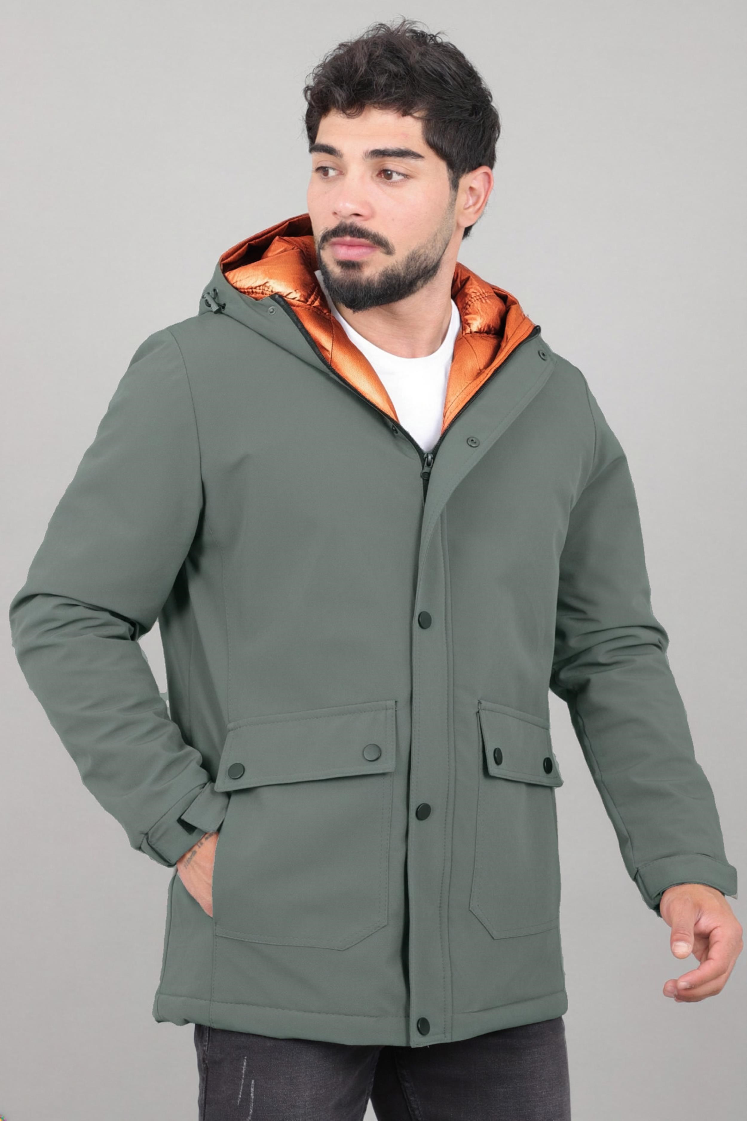 Kapitoneli Torba Cep Sabit Kapüşon Kışlık Mont PLDP 3039_50527