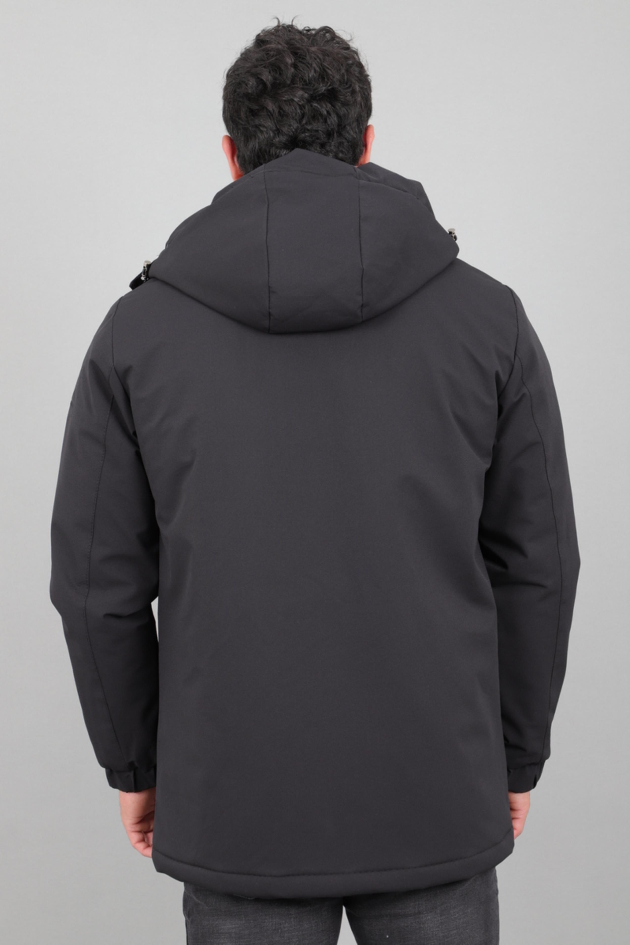 Kapitoneli Torba Cep Sabit Kapüşon Kışlık Mont PLDP 3039_50527