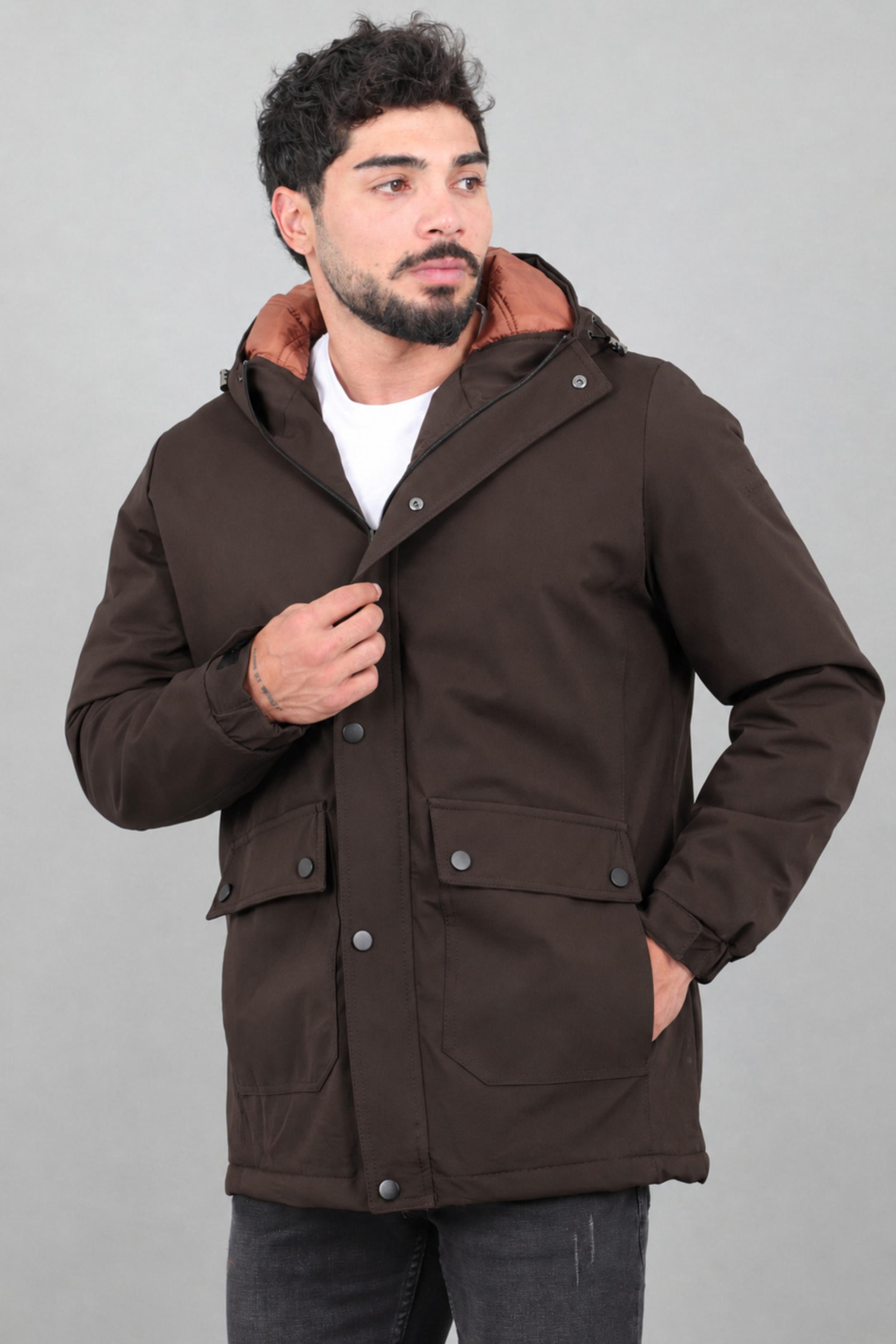 Kapitoneli Torba Cep Sabit Kapüşon Kışlık Mont PLDP 3039_50527