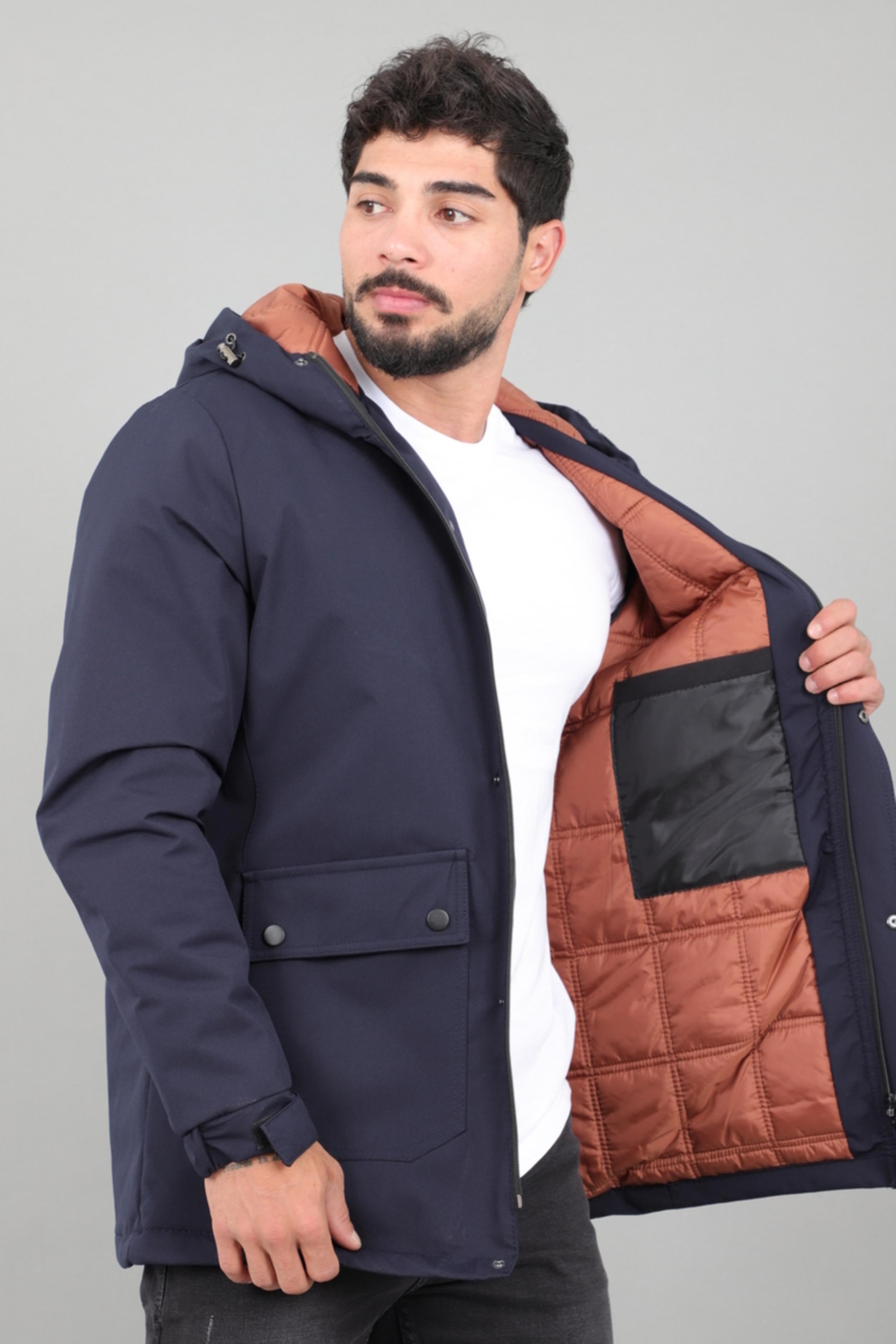 Kapitoneli Torba Cep Sabit Kapüşon Kışlık Mont PLDP 3039_50527