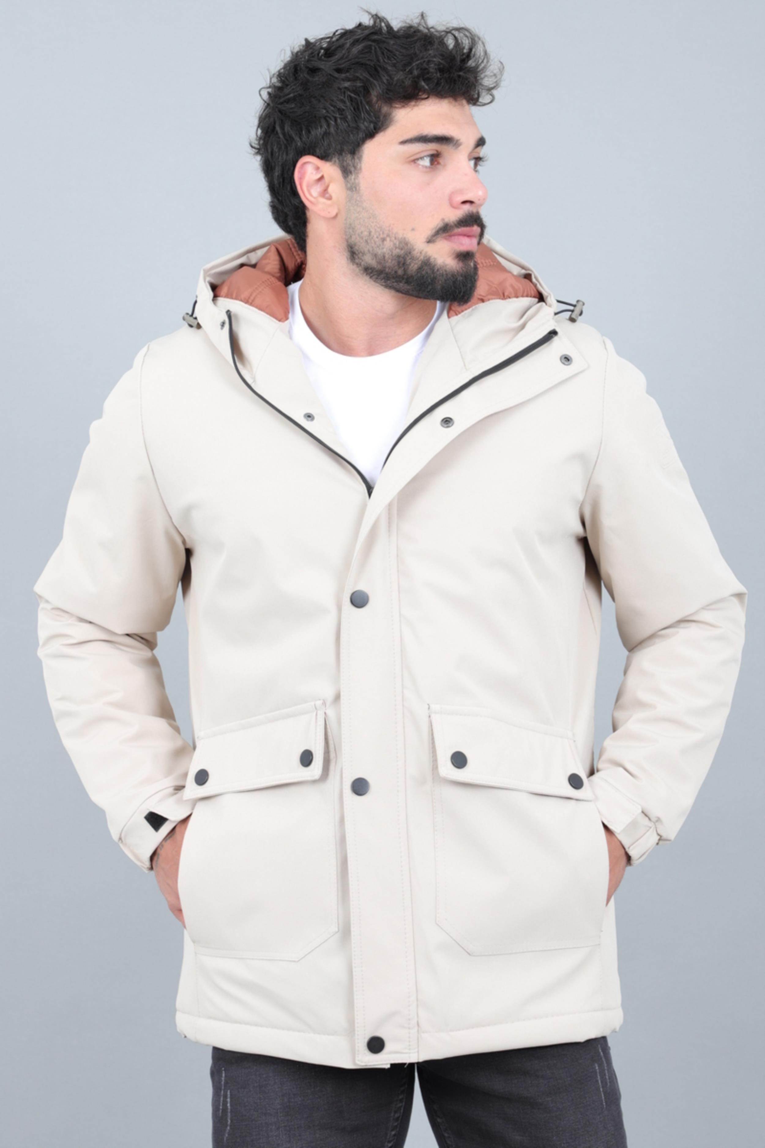 Kapitoneli Torba Cep Sabit Kapüşon Kışlık Mont PLDP 3039_50527