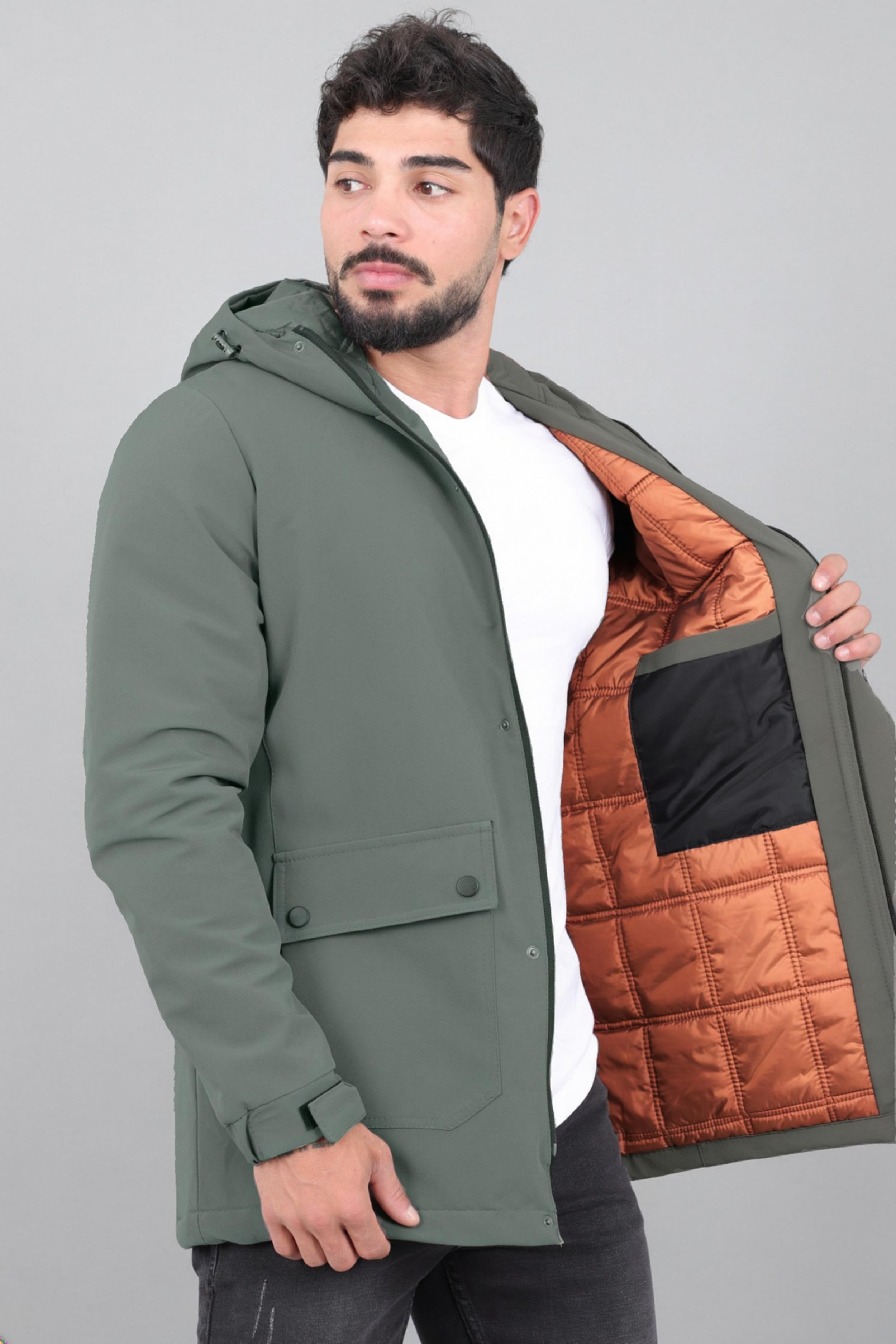 Kapitoneli Torba Cep Sabit Kapüşon Kışlık Mont PLDP 3039_50527