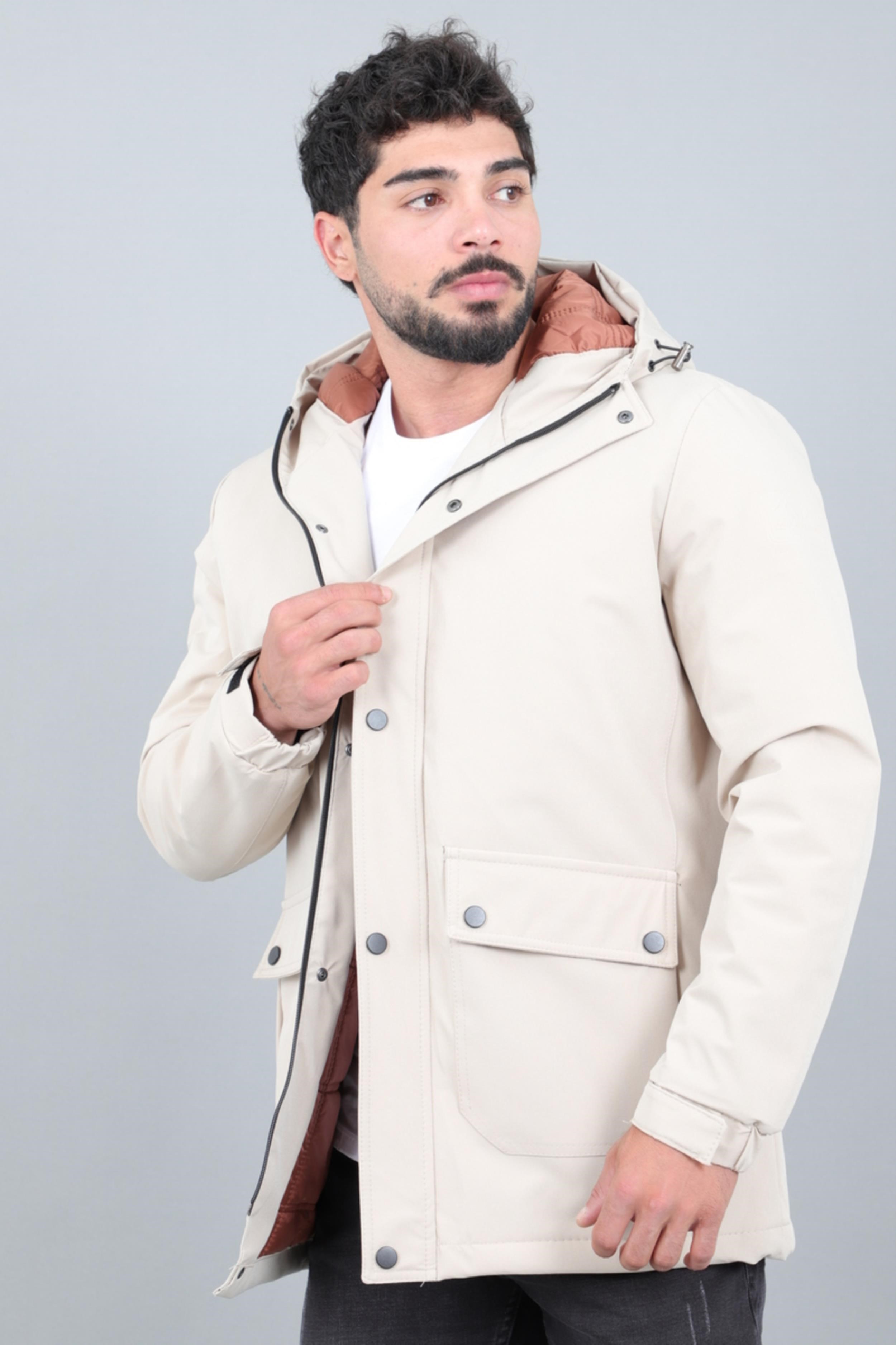 Kapitoneli Torba Cep Sabit Kapüşon Kışlık Mont PLDP 3039_50527