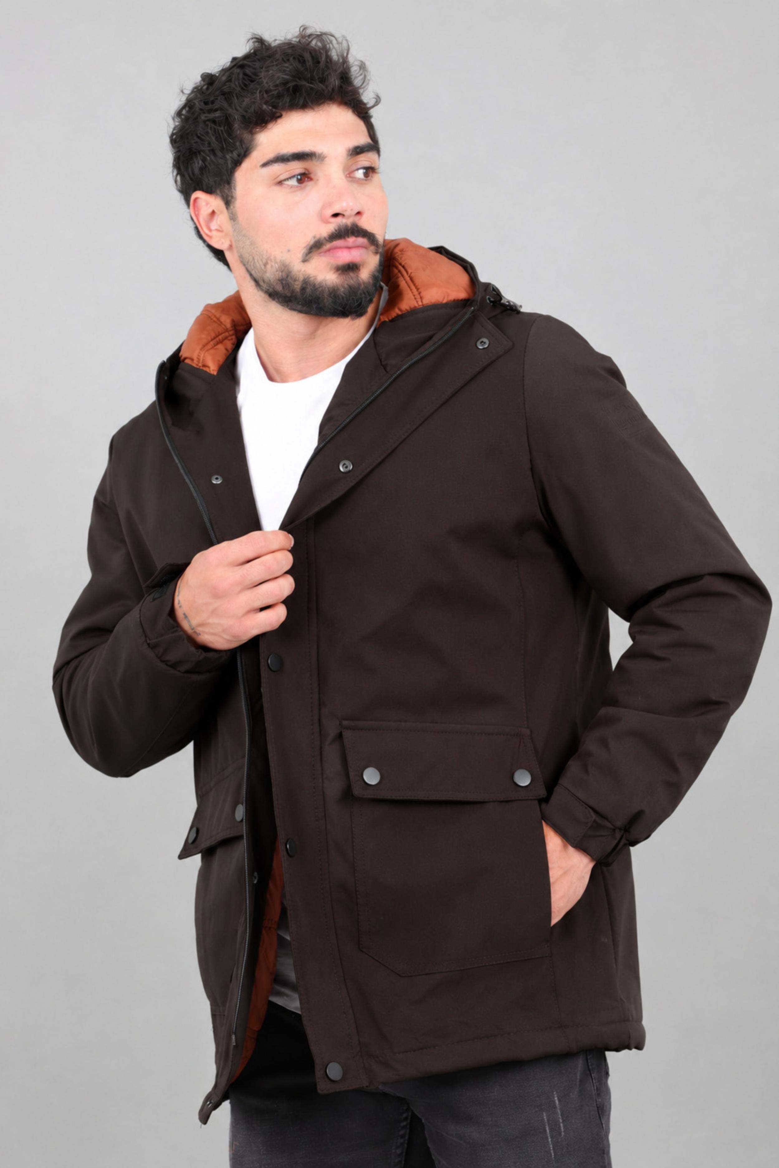 Kapitoneli Torba Cep Sabit Kapüşon Kışlık Mont PLDP 3039_50527