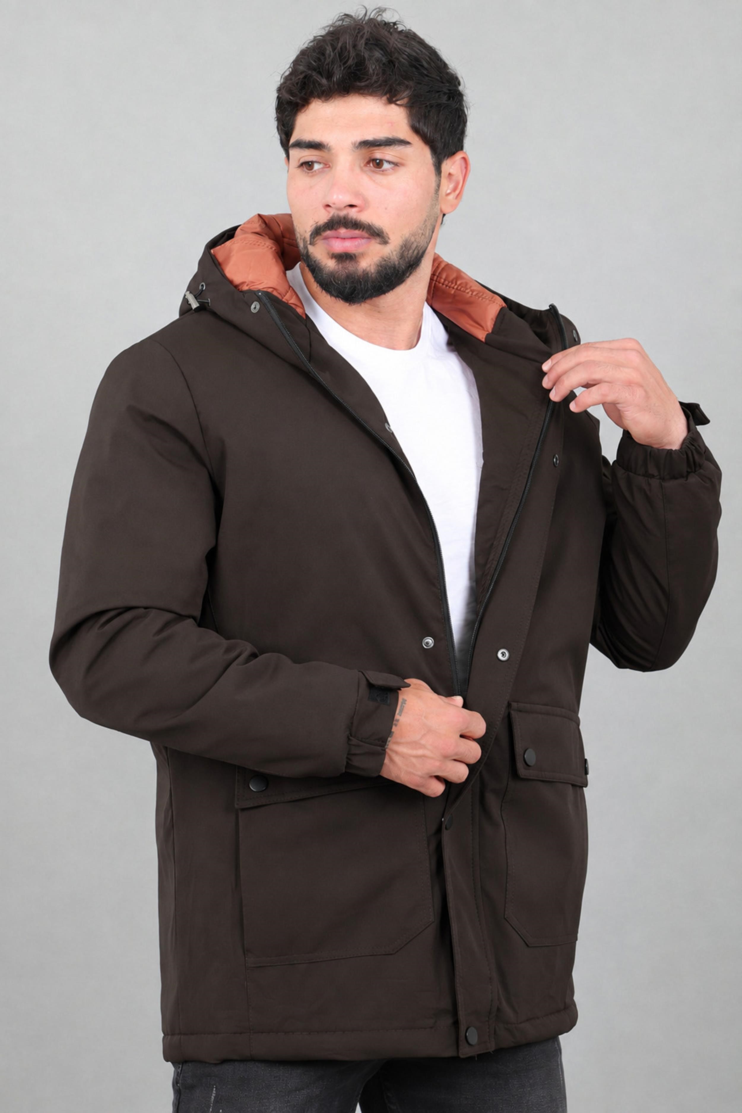 Kapitoneli Torba Cep Sabit Kapüşon Kışlık Mont PLDP 3039_50527