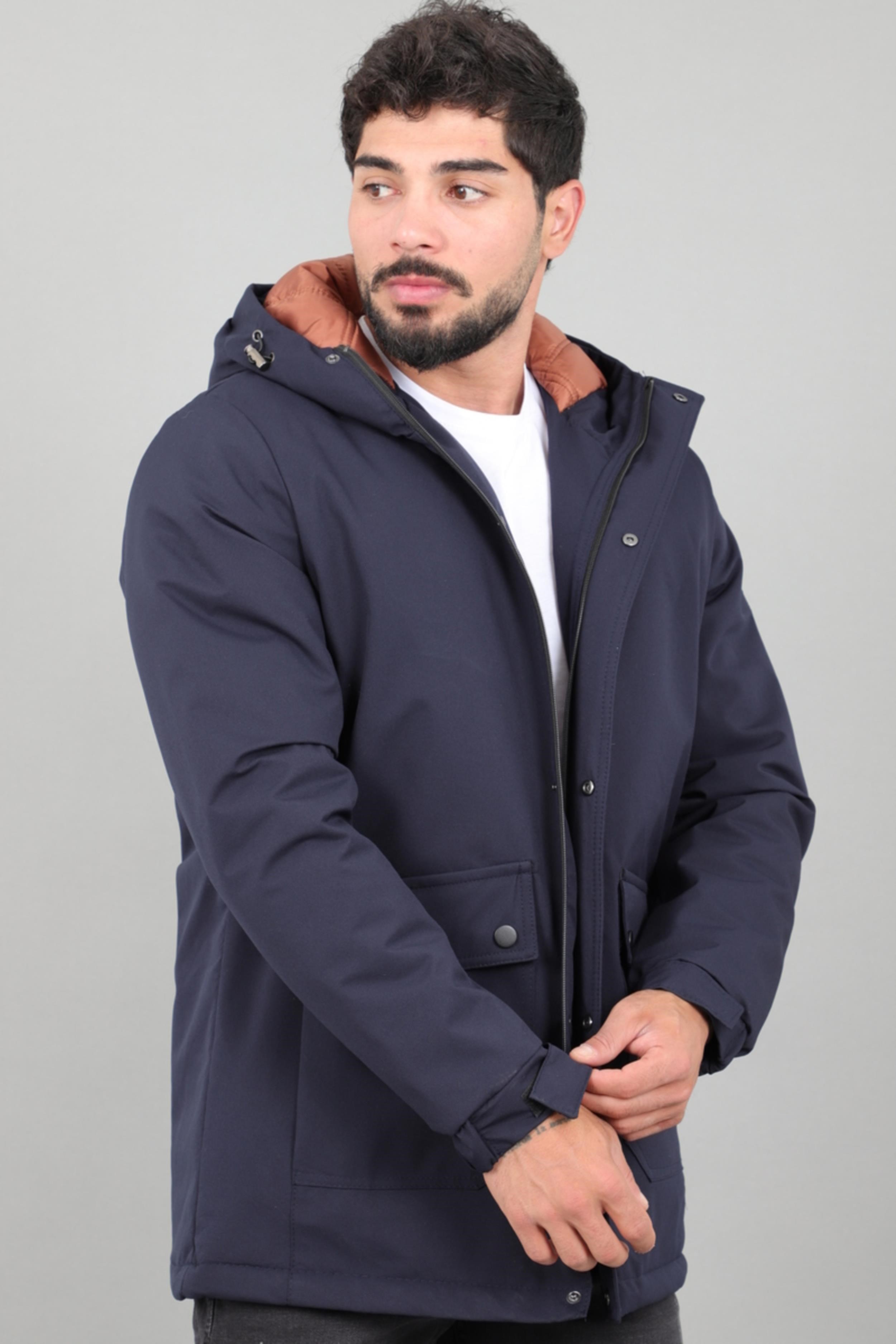 Kapitoneli Torba Cep Sabit Kapüşon Kışlık Mont PLDP 3039_50527