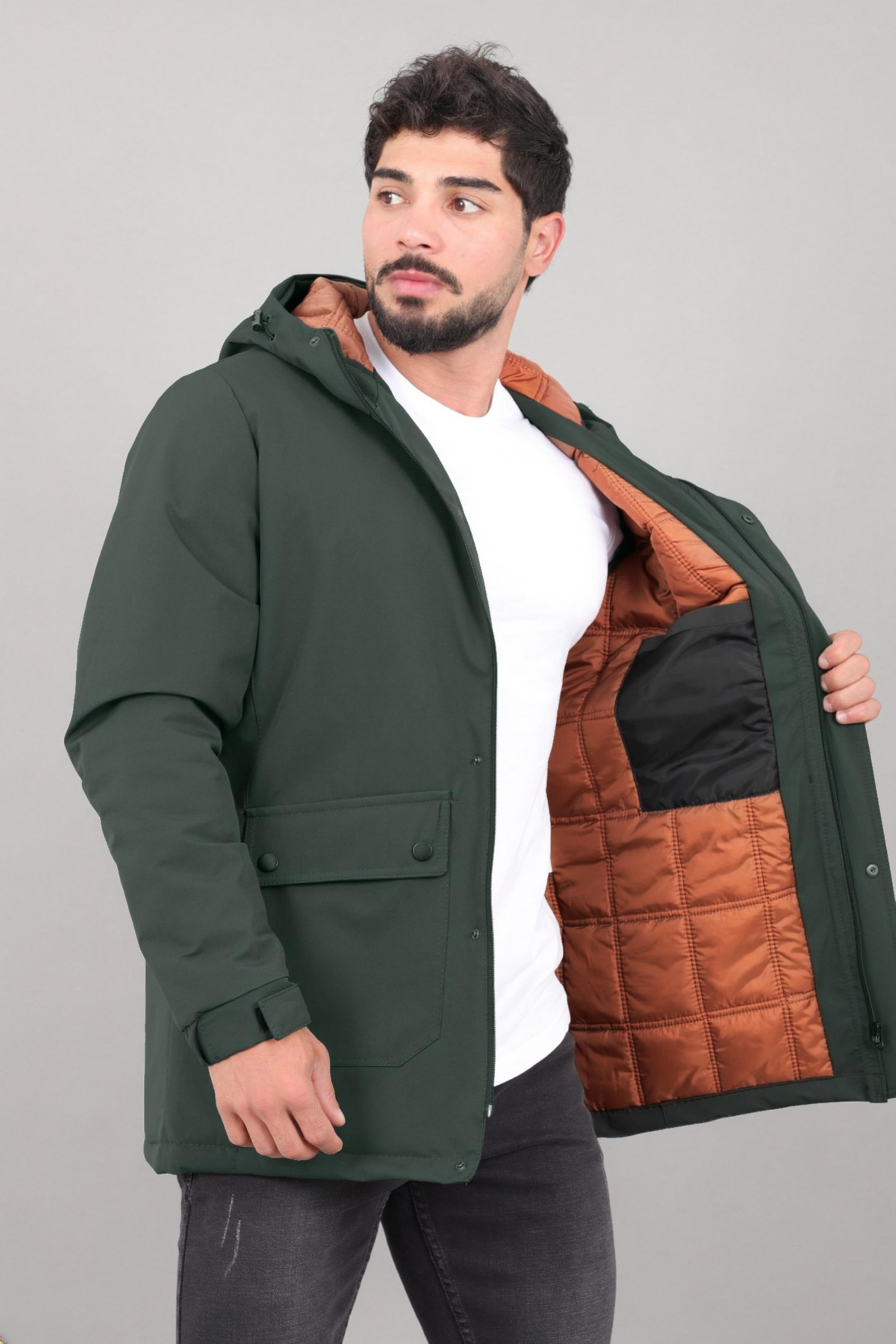 Kapitoneli Torba Cep Sabit Kapüşon Kışlık Mont PLDP 3039_50527