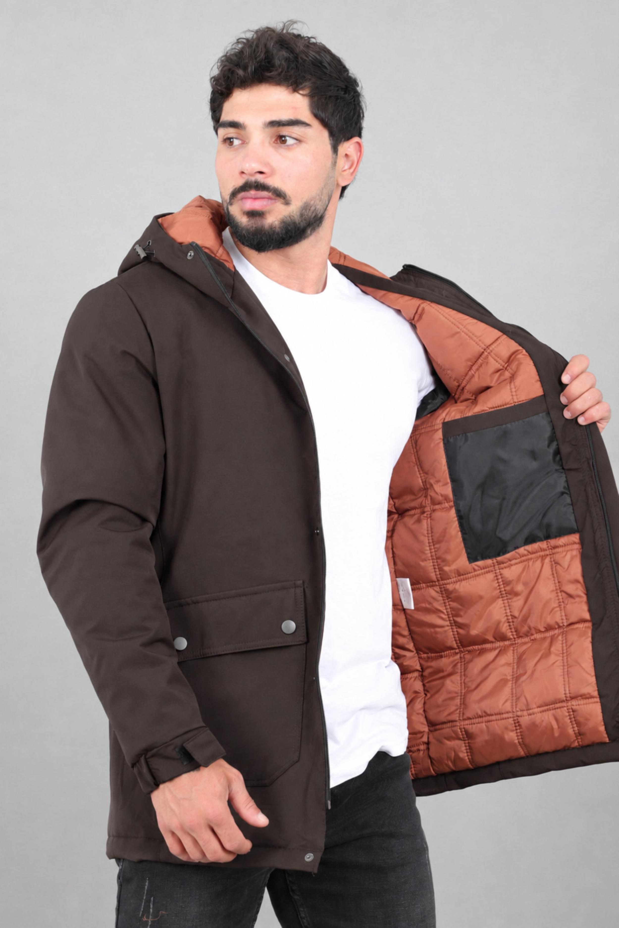 Kapitoneli Torba Cep Sabit Kapüşon Kışlık Mont PLDP 3039_50527