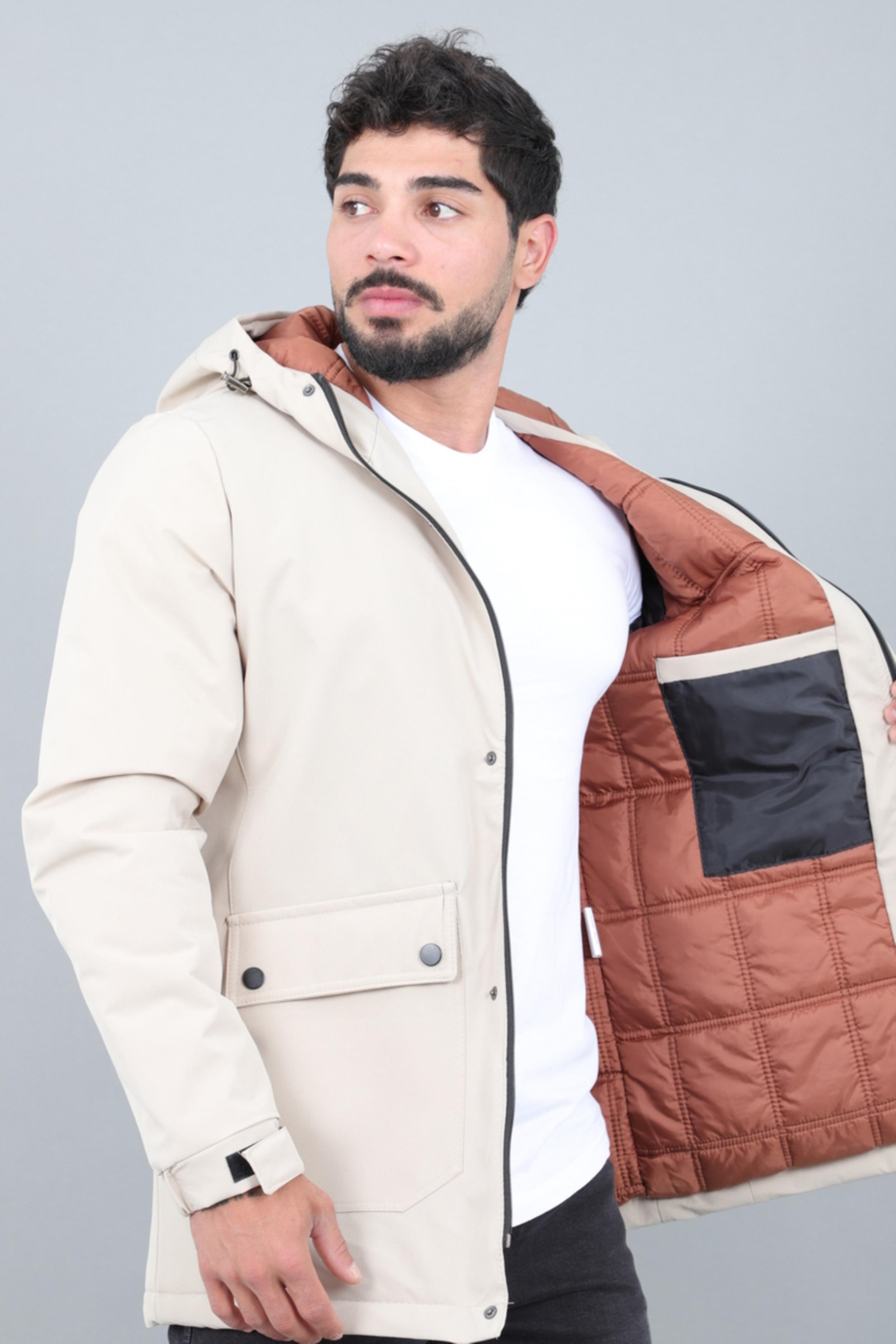 Kapitoneli Torba Cep Sabit Kapüşon Kışlık Mont PLDP 3039_50527