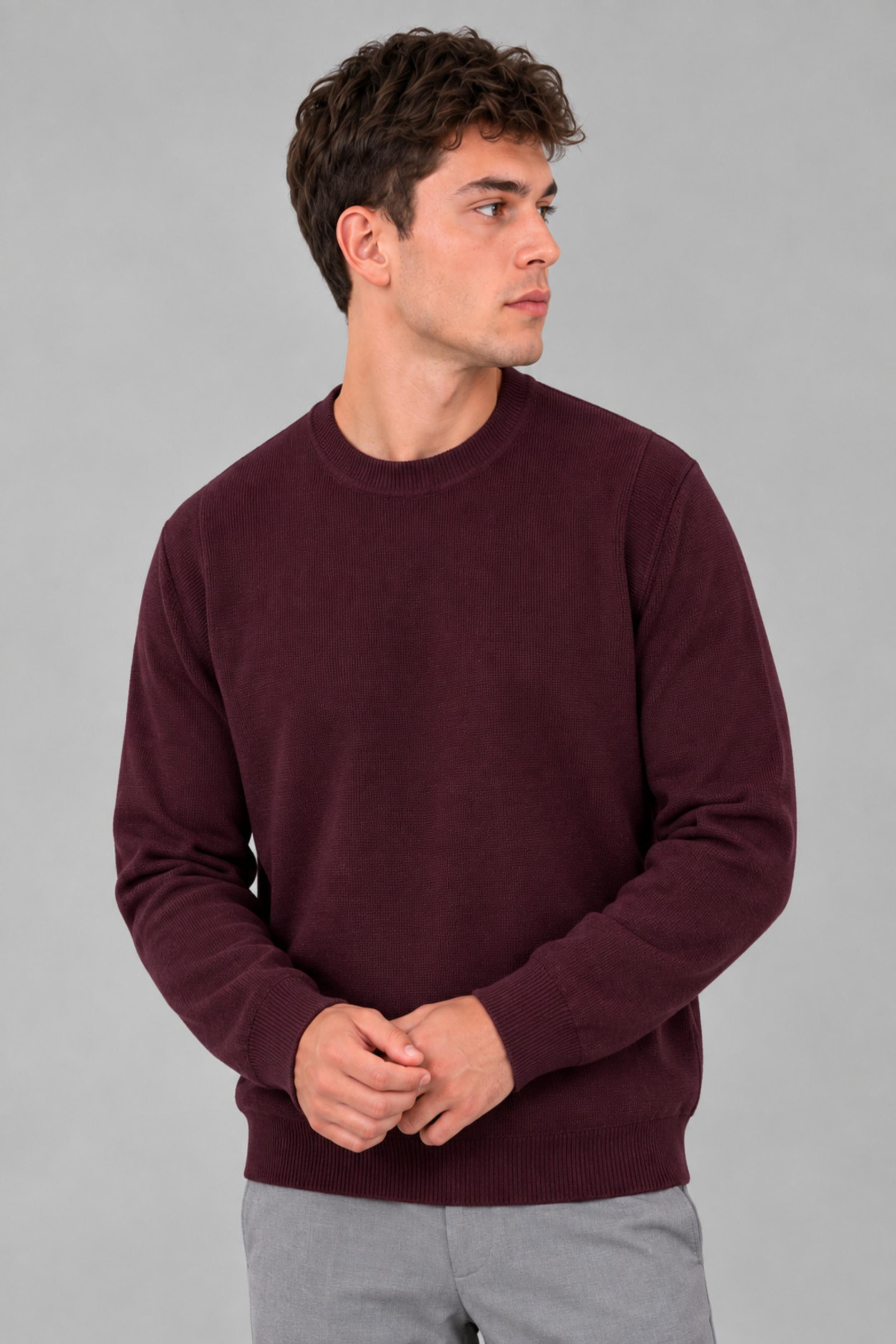 Kare Desen Desen Sıfır Yaka Kışlık Kazak DP 1069_10059