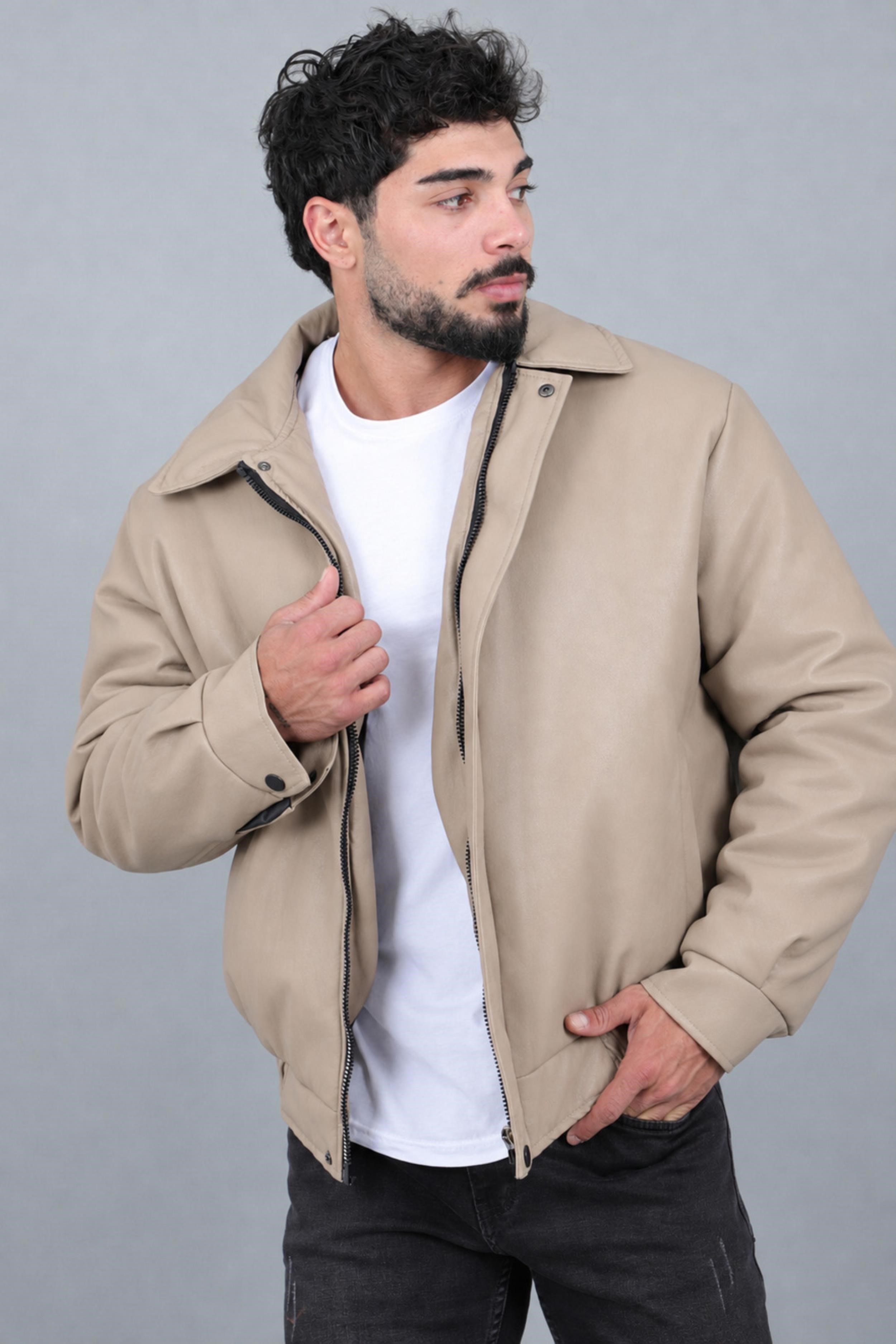 Kışlık Dolumlu İçi Kürklü Oversize Suni Deri Mont KMD_50502