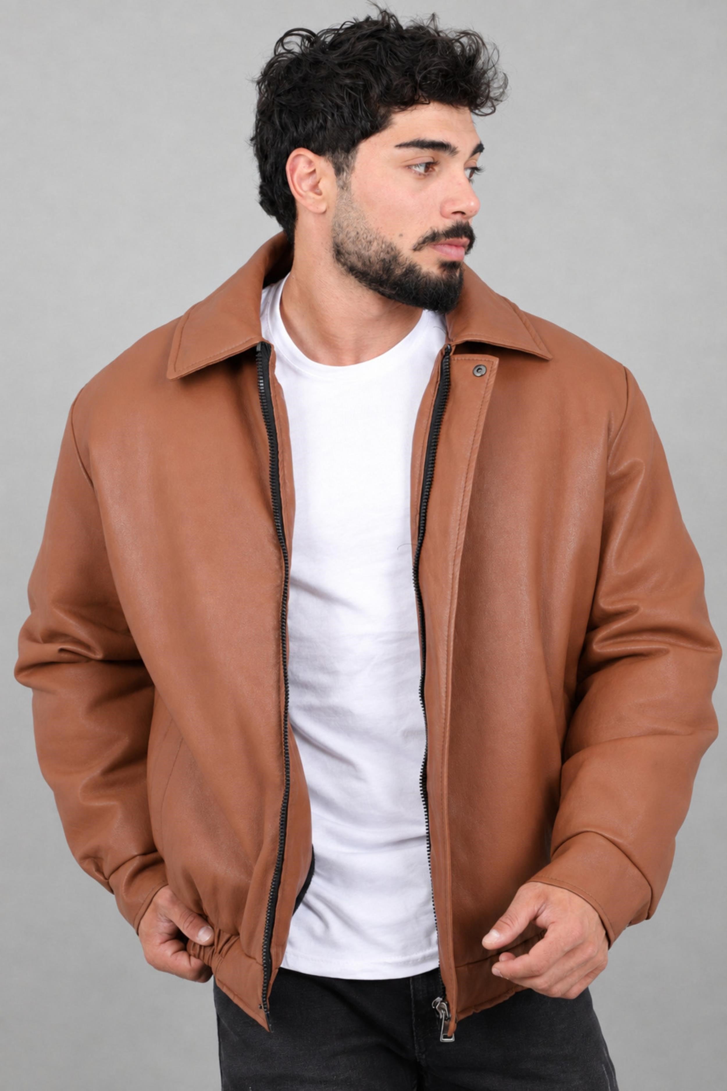 Kışlık Dolumlu İçi Kürklü Oversize Suni Deri Mont KMD_50502