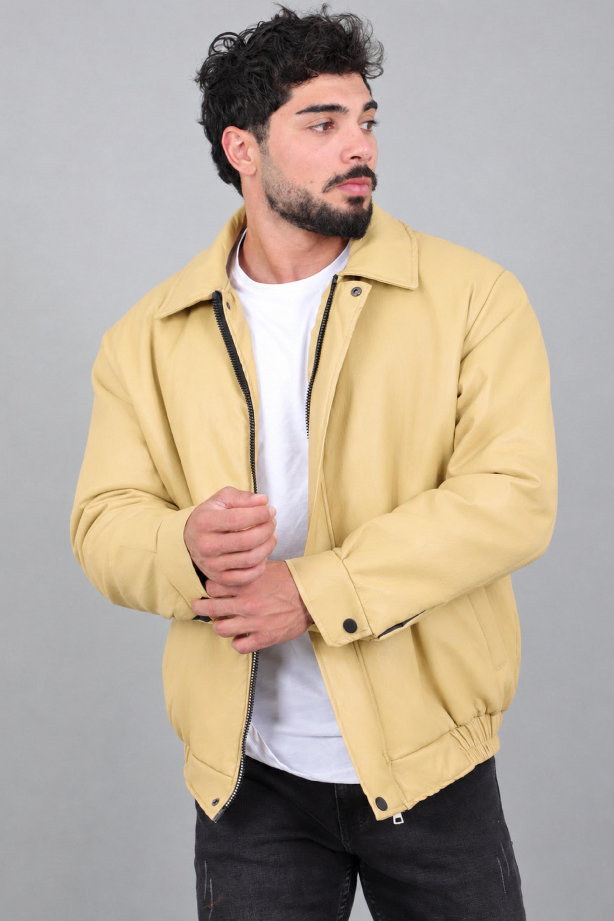Kışlık Dolumlu İçi Kürklü Oversize Suni Deri Mont KMD_50502