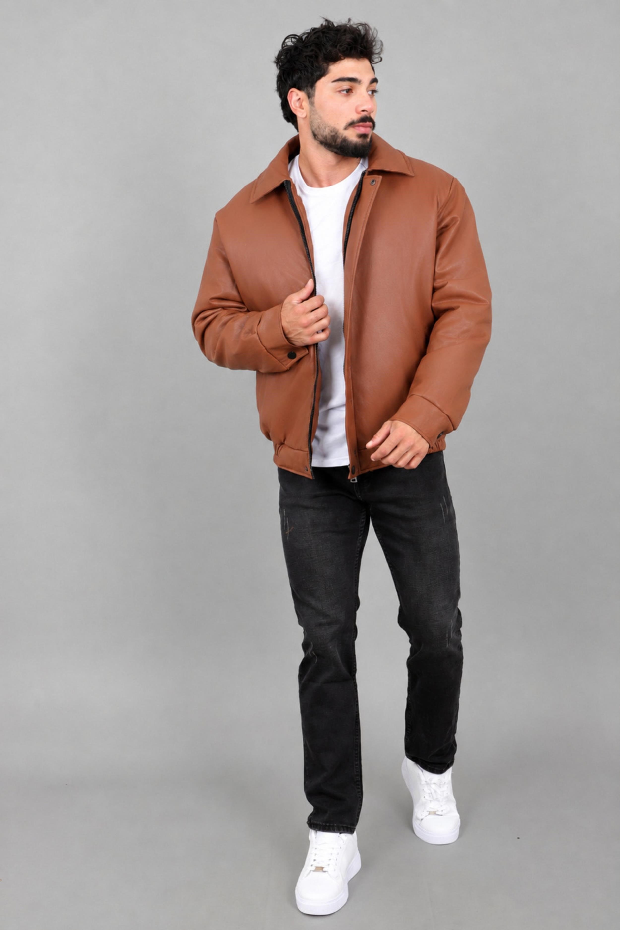 Kışlık Dolumlu İçi Kürklü Oversize Suni Deri Mont KMD_50502