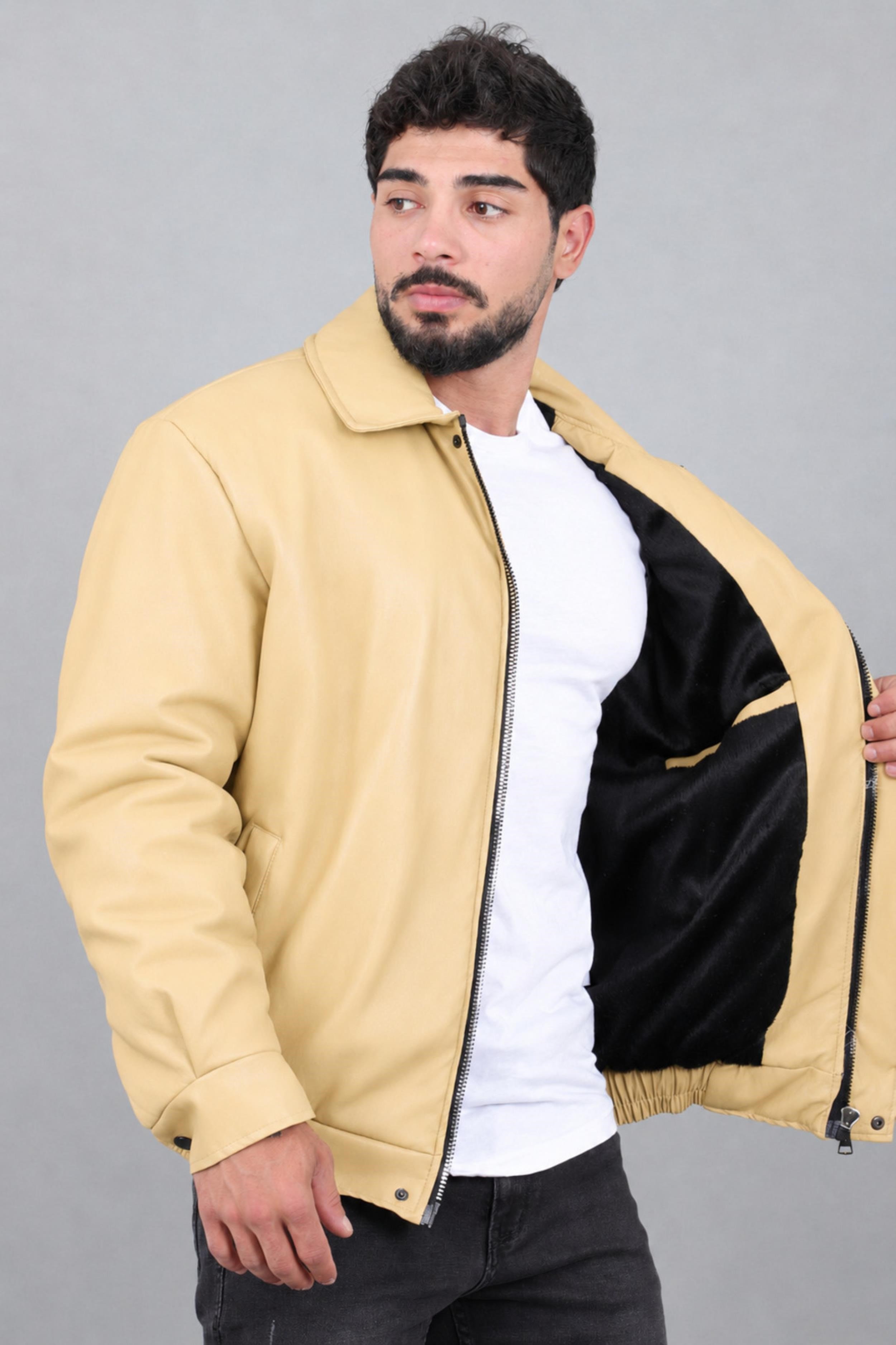 Kışlık Dolumlu İçi Kürklü Oversize Suni Deri Mont KMD_50502
