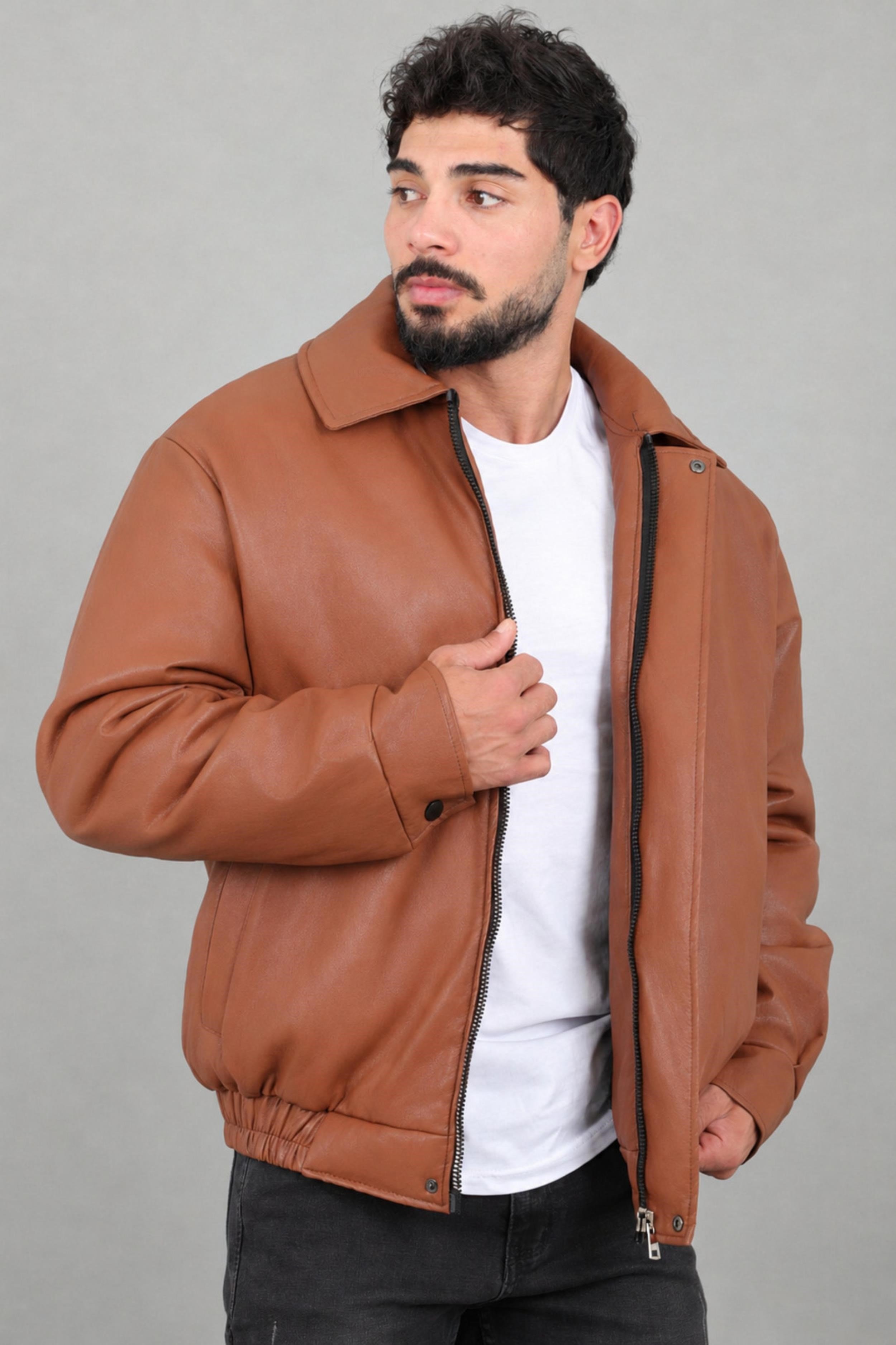 Kışlık Dolumlu İçi Kürklü Oversize Suni Deri Mont KMD_50502