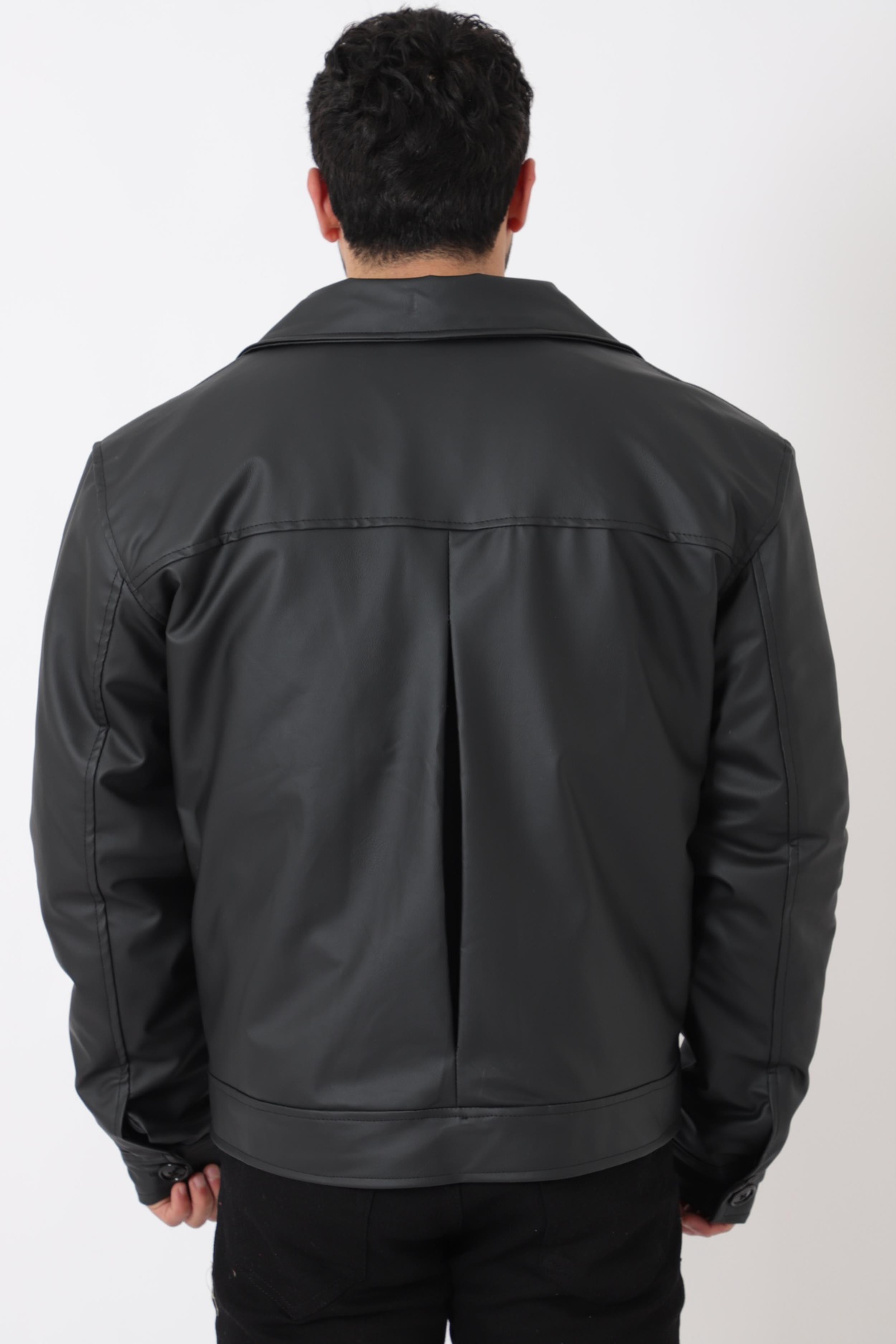 Oversize Düğmeli Suni Deri Kışlık Mont Bl 1851_50457