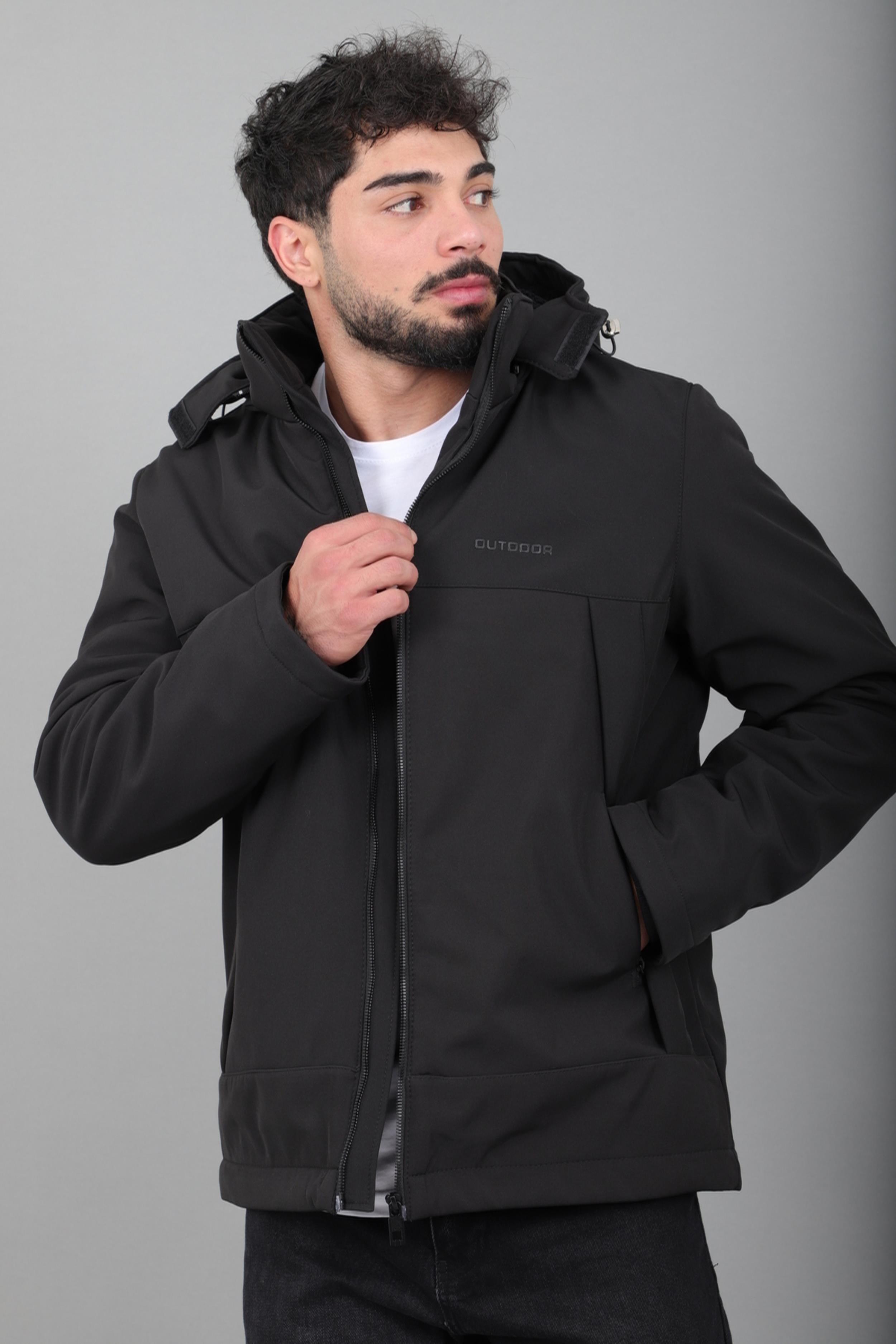 Parçalı İçi Kürklü Softsheel Kışlık Mont KMD 889