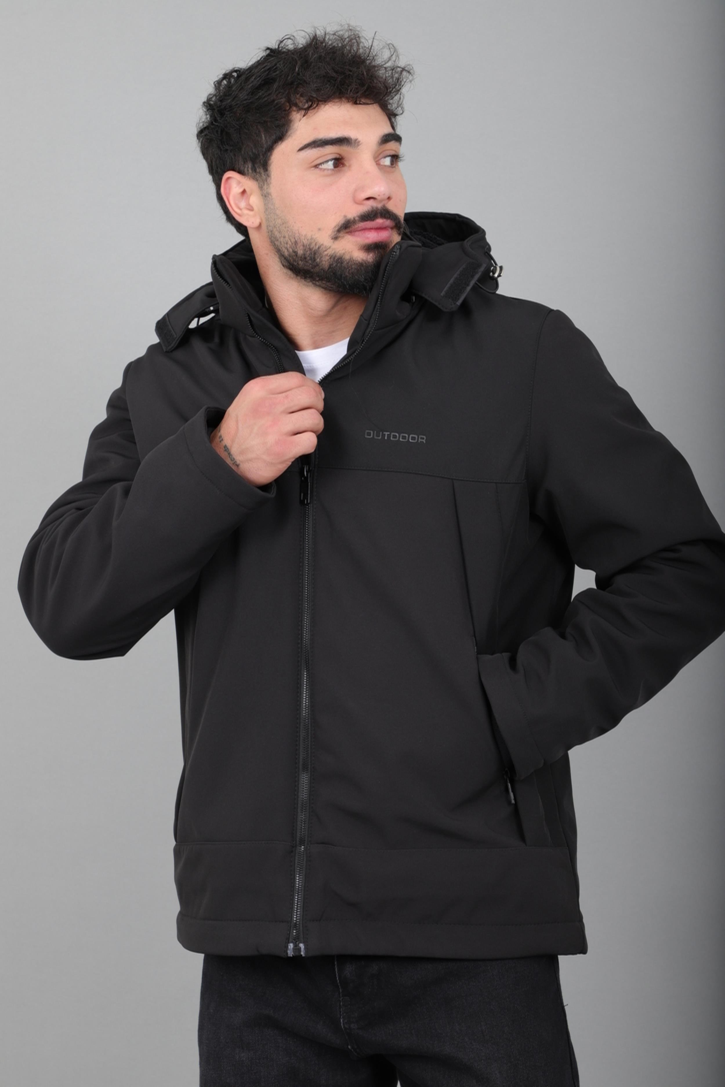 Parçalı İçi Kürklü Softsheel Kışlık Mont KMD 889_50523