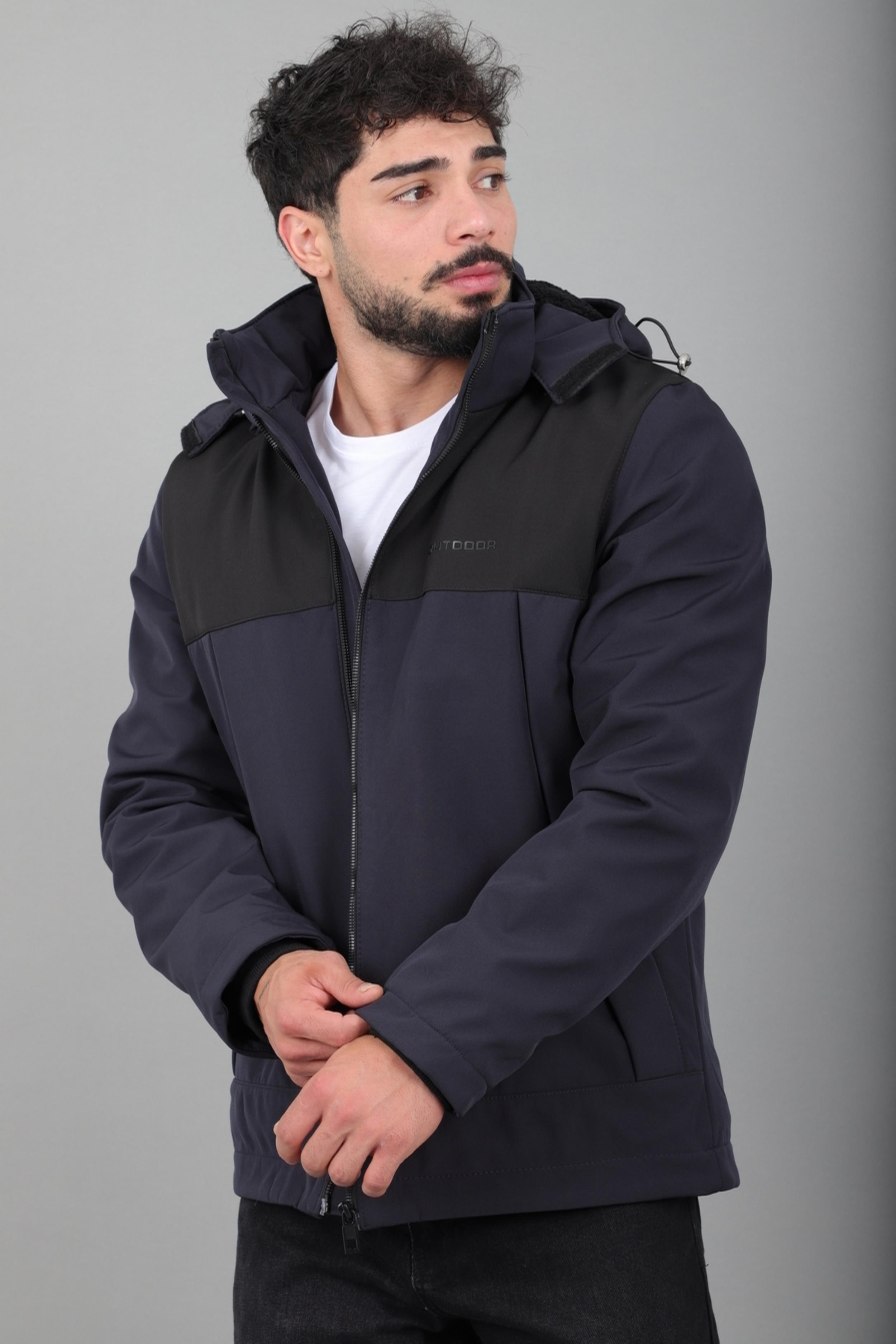Parçalı İçi Kürklü Softsheel Kışlık Mont KMD 889_50523