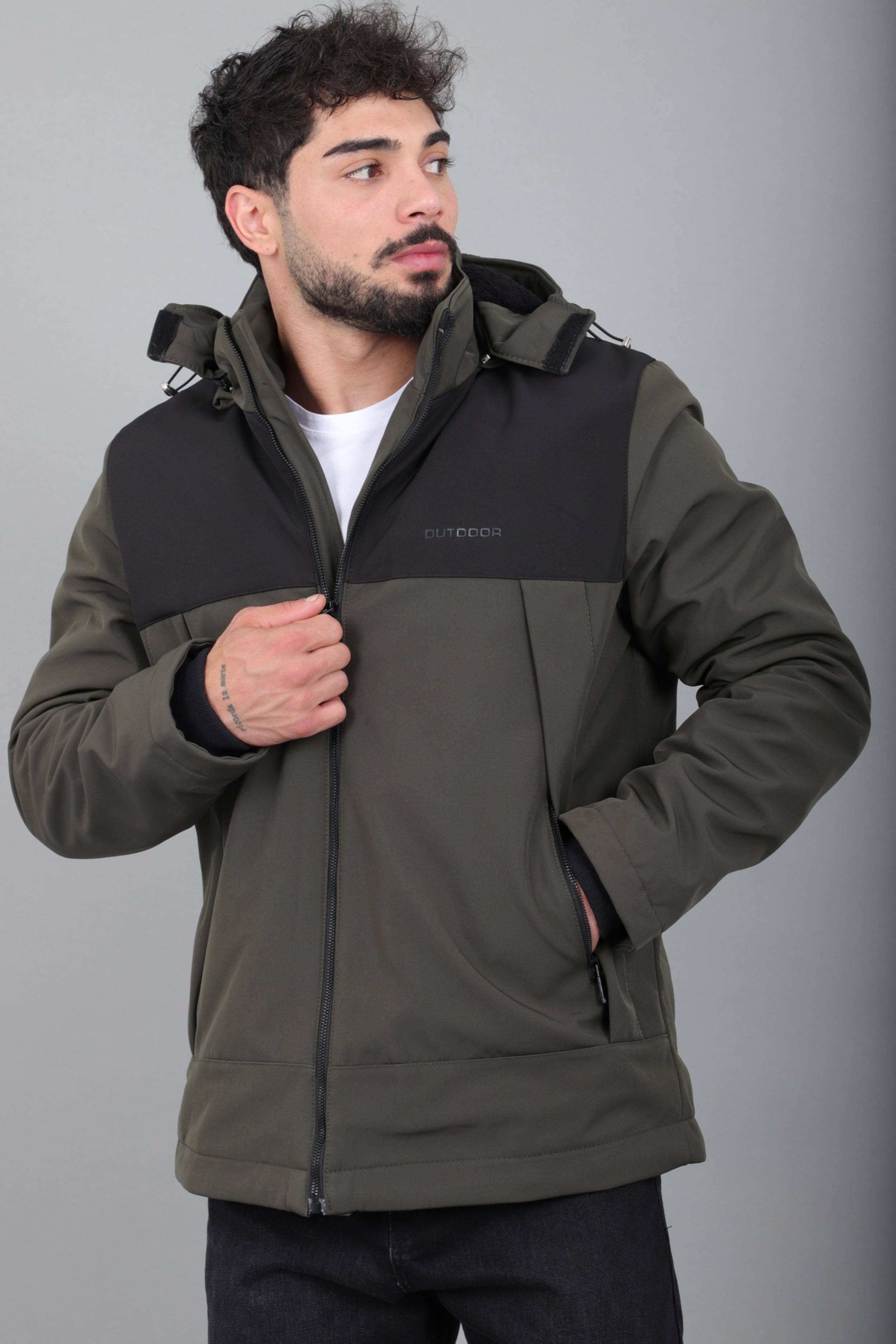Parçalı İçi Kürklü Softsheel Kışlık Mont KMD 889