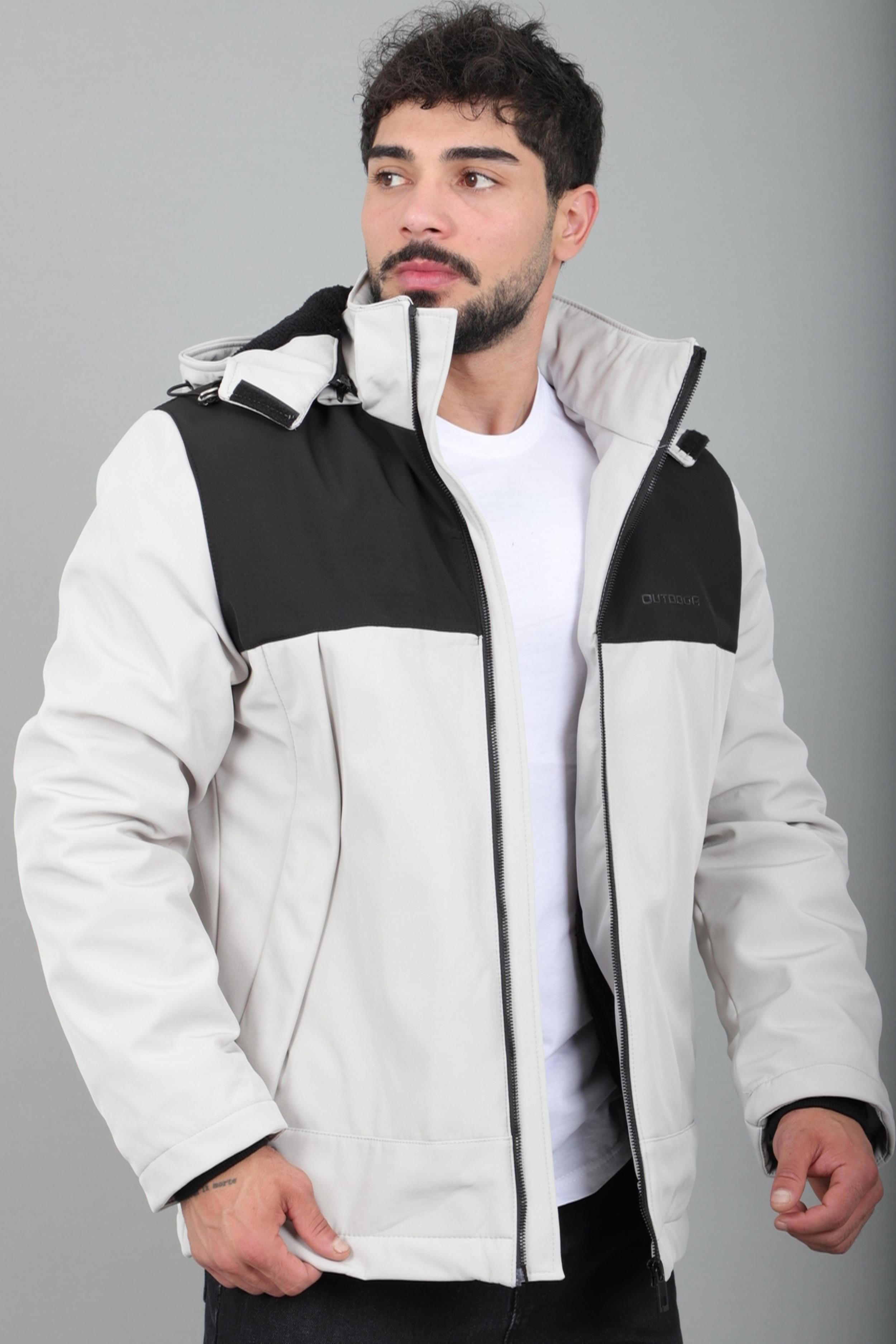 Parçalı İçi Kürklü Softsheel Kışlık Mont KMD 889_50523