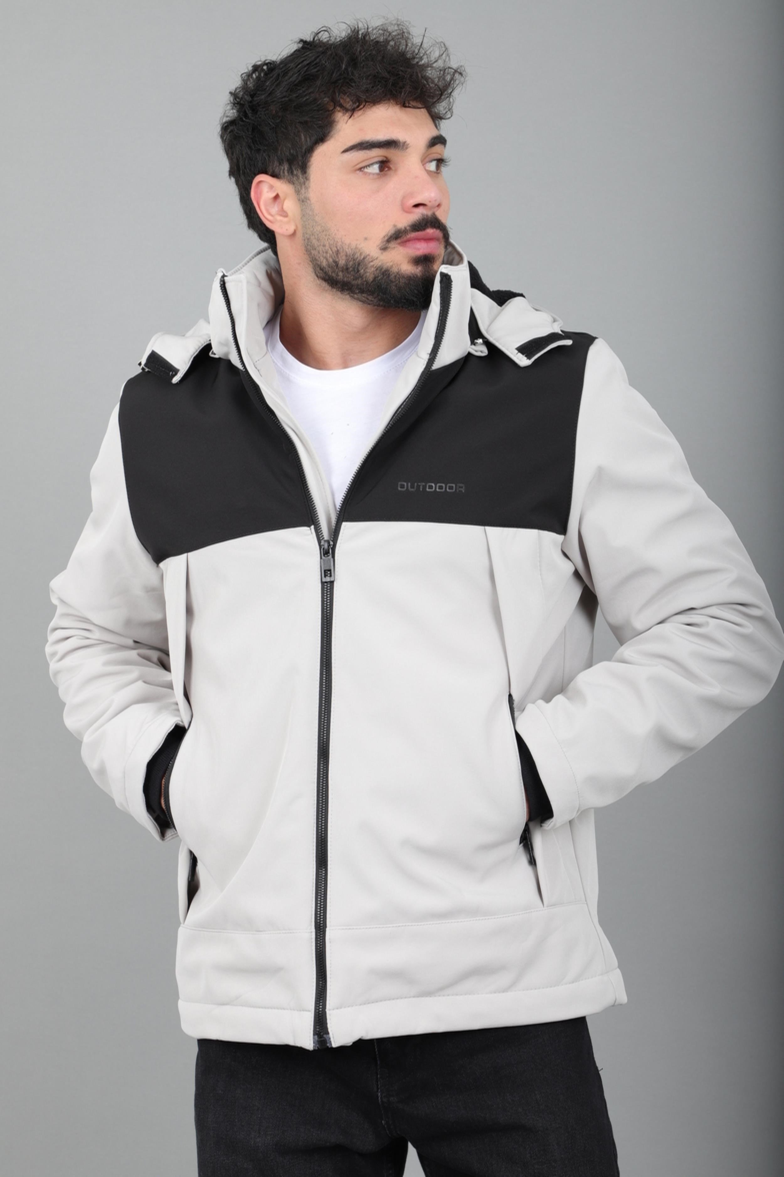 Parçalı İçi Kürklü Softsheel Kışlık Mont KMD 889_50523