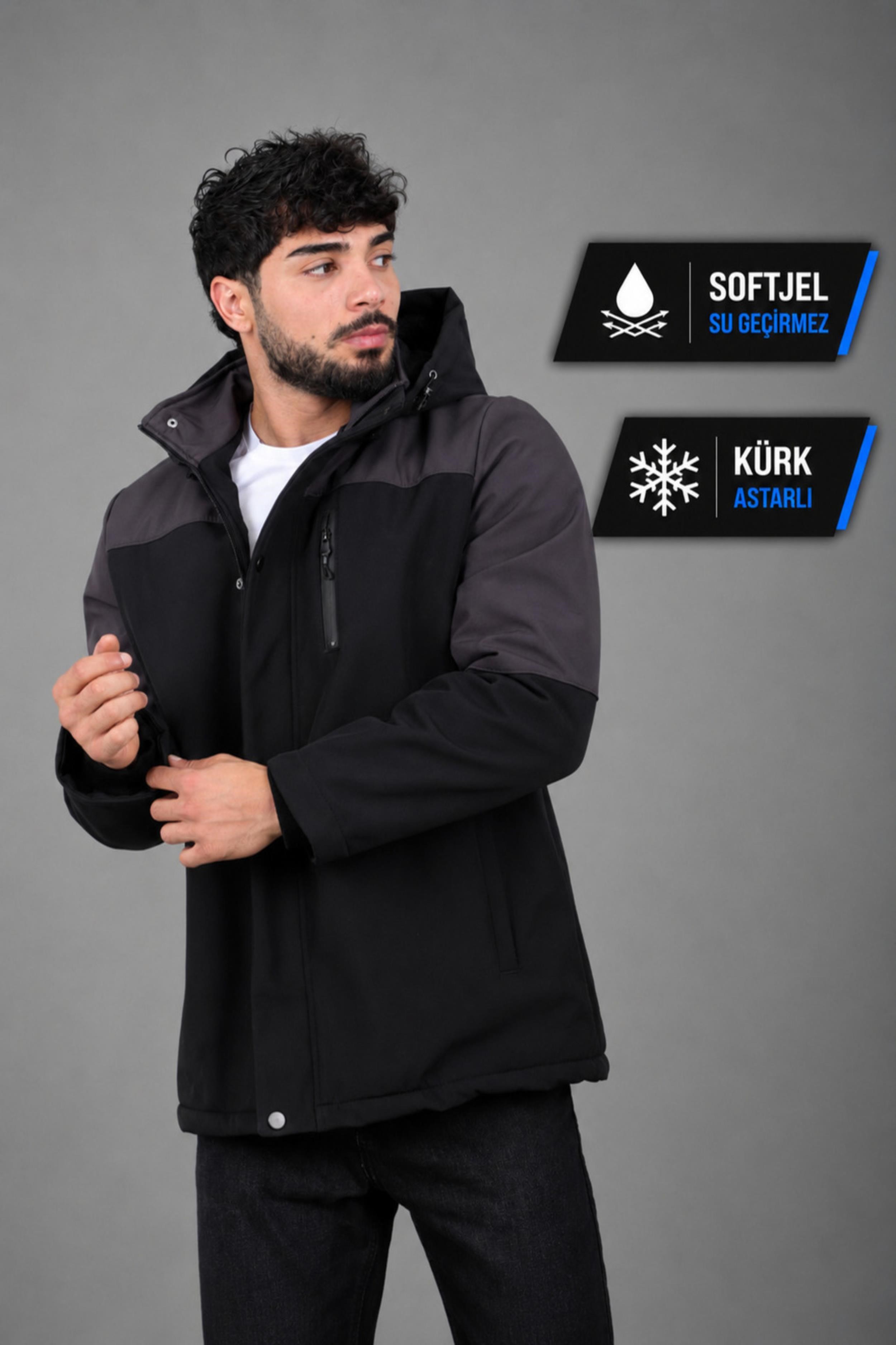 Parçalı Outdoor Softshell Kışlık Mont PLDP 3038