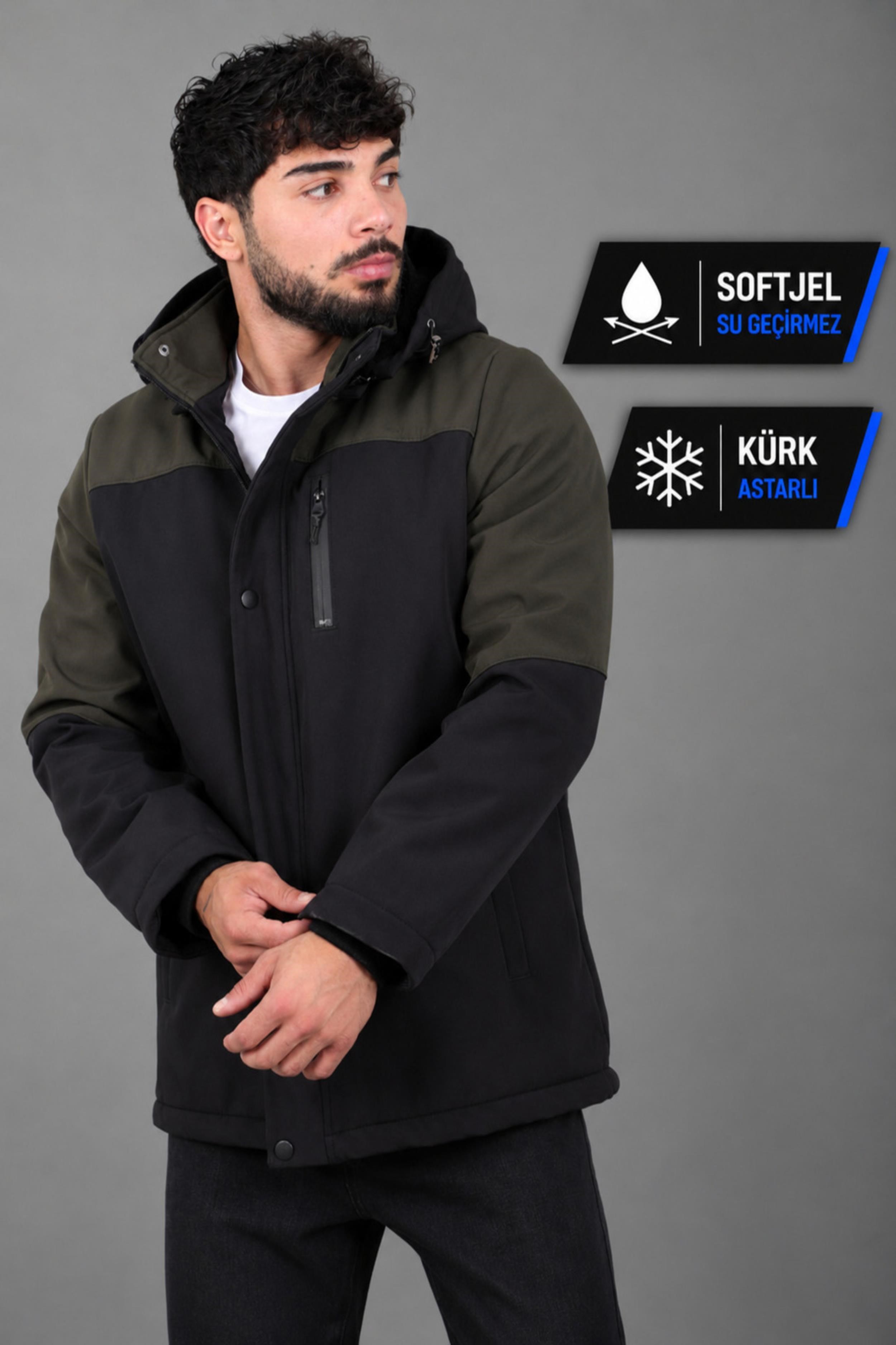 Parçalı Outdoor Softshell Kışlık Mont PLDP 3038