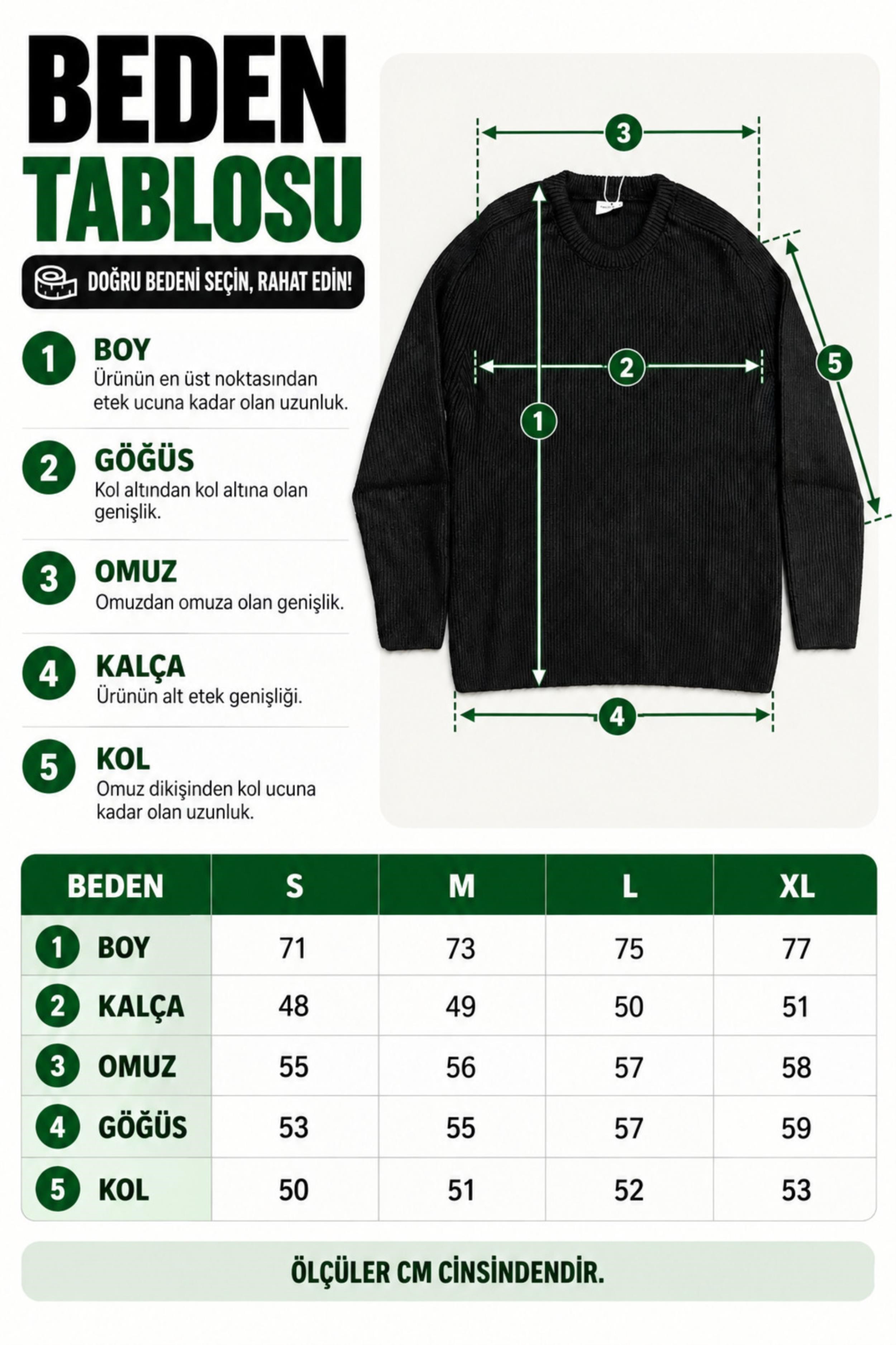 Sıfır Yaka Çizgili Kalın Örme Kazak DP 16649_10067