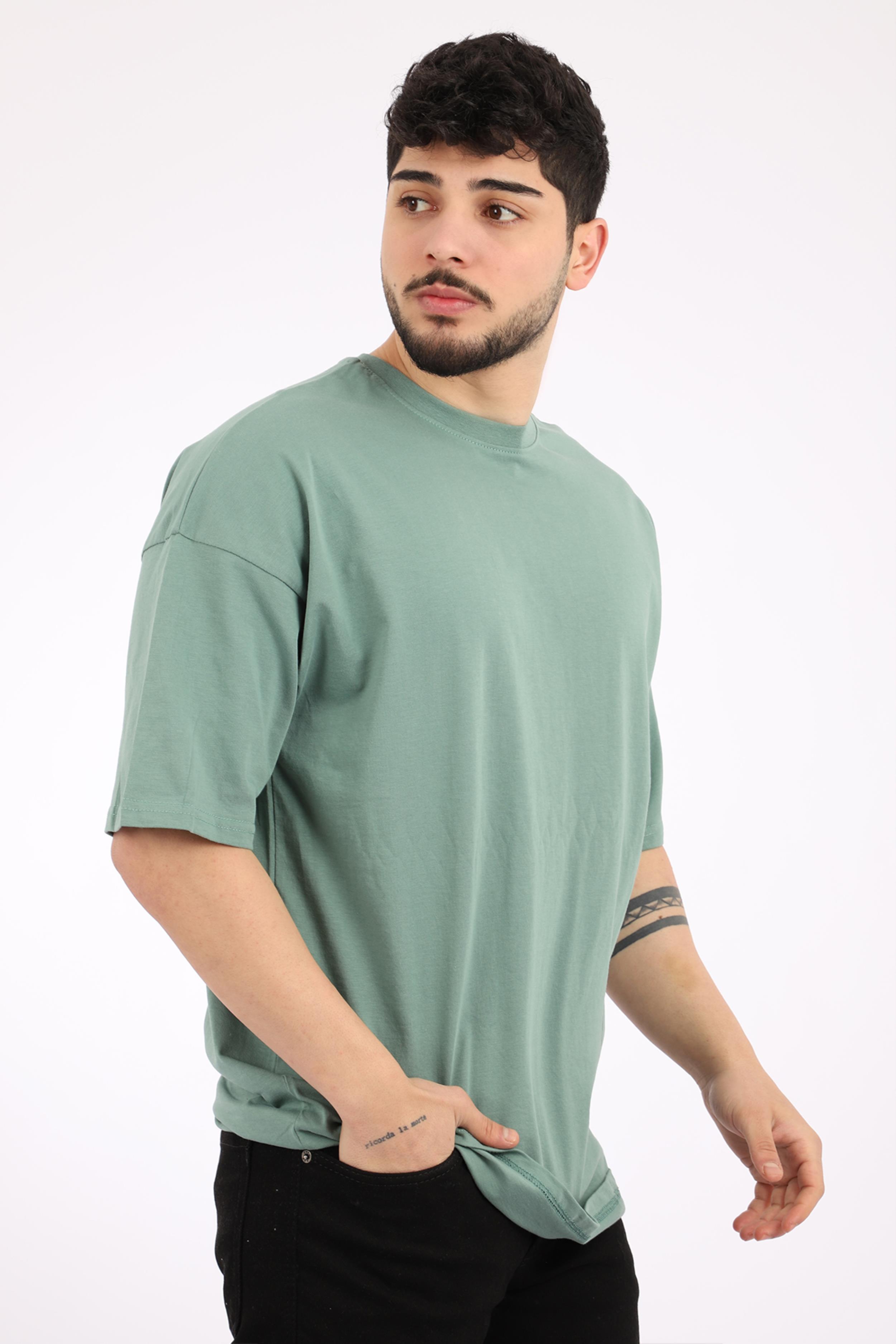 Stil Kombin Düz Basic Oversize Tişört BLD
