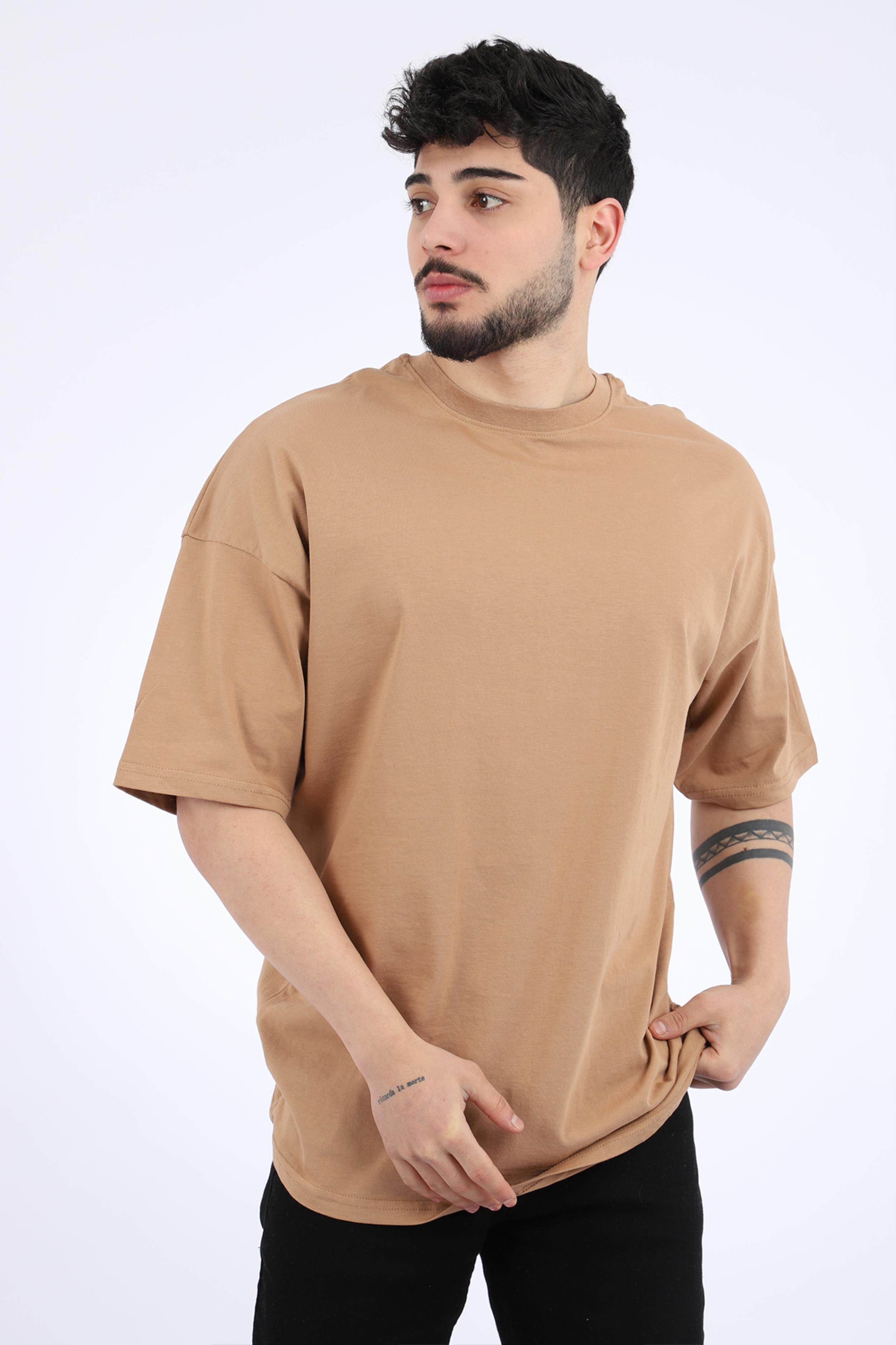 Stil Kombin Düz Basic Oversize Tişört BLD