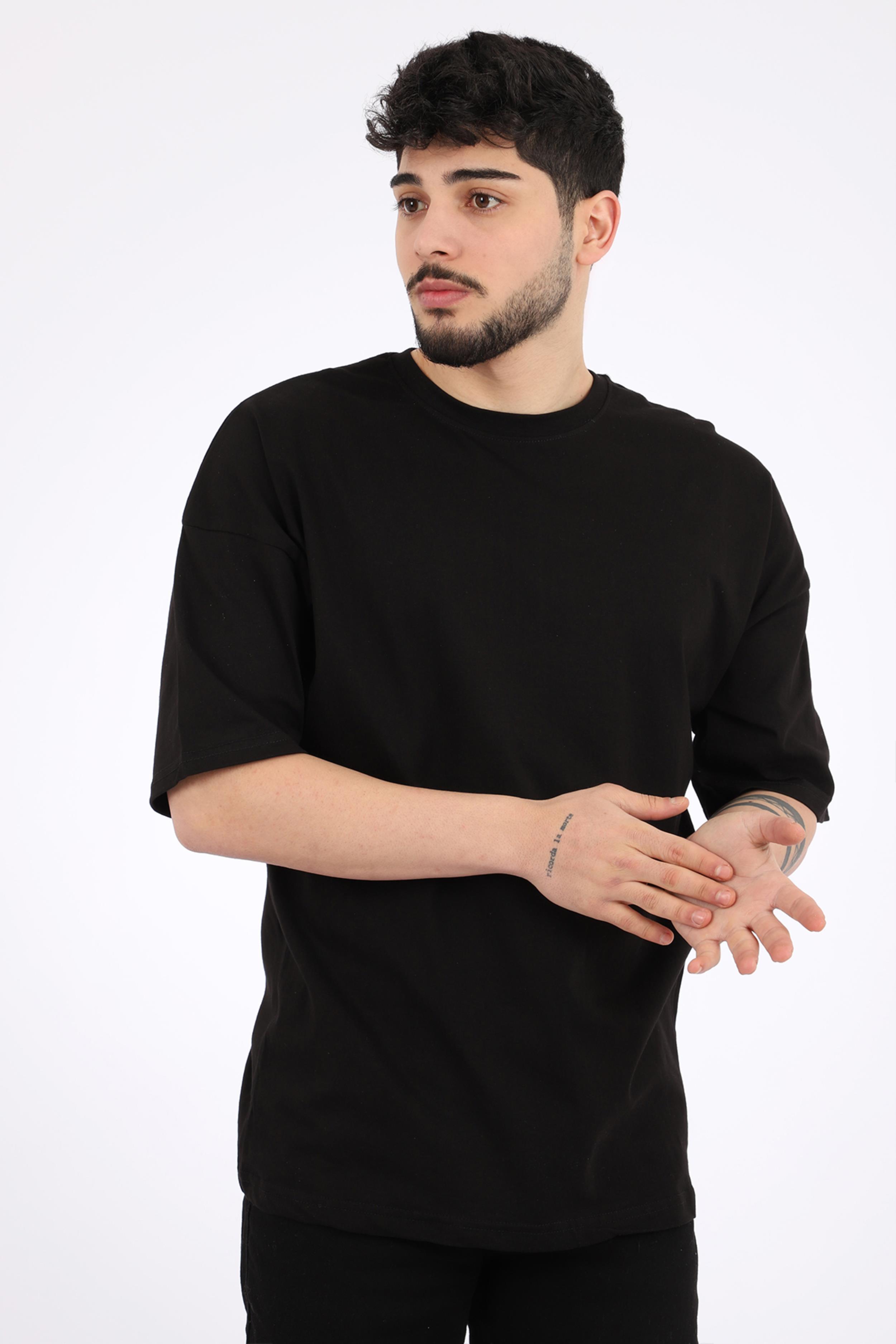 Stil Kombin Düz Basic Oversize Tişört BLD 5001