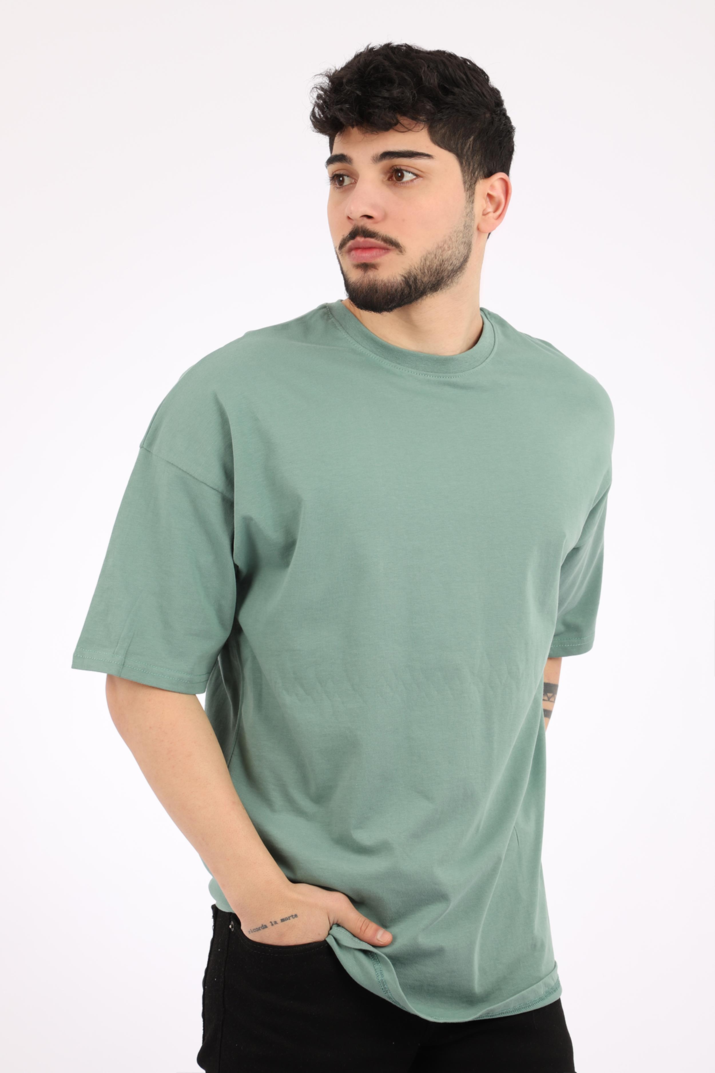 Stil Kombin Düz Basic Oversize Tişört BLD