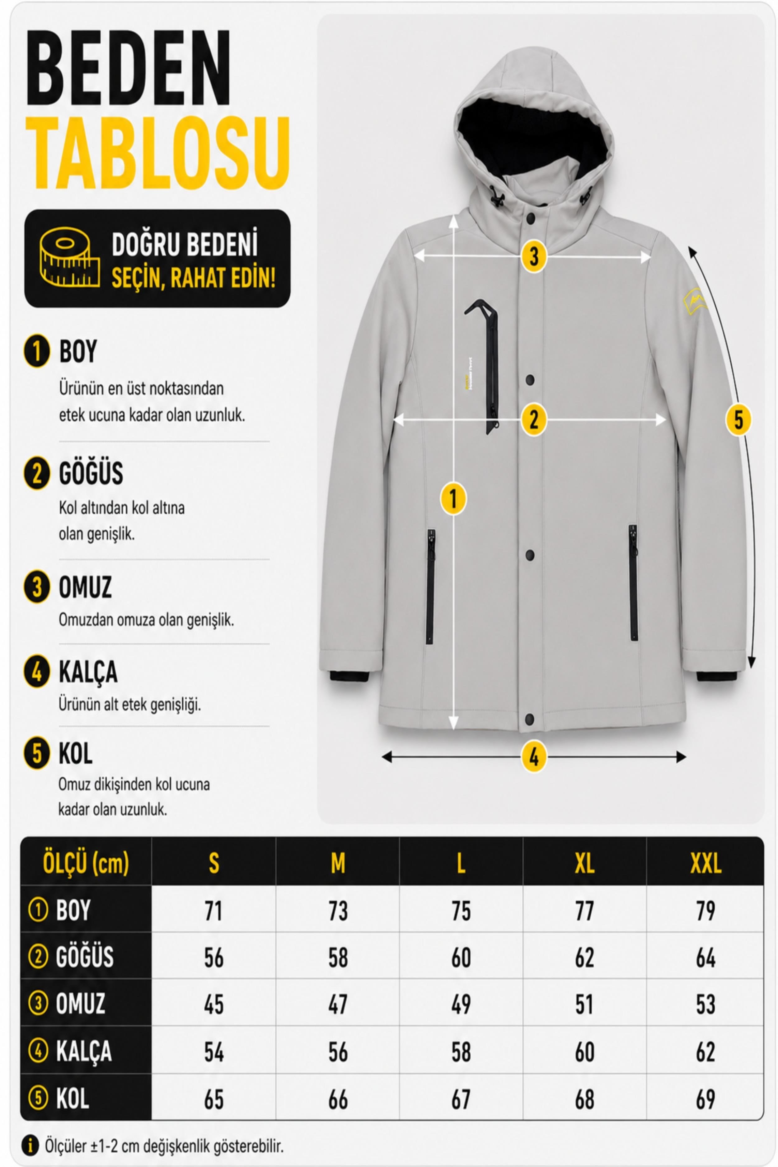 Su ve Rüzgar Geçirmez Outdoor Softshell Kışlık Mont PLDP 3014_50510