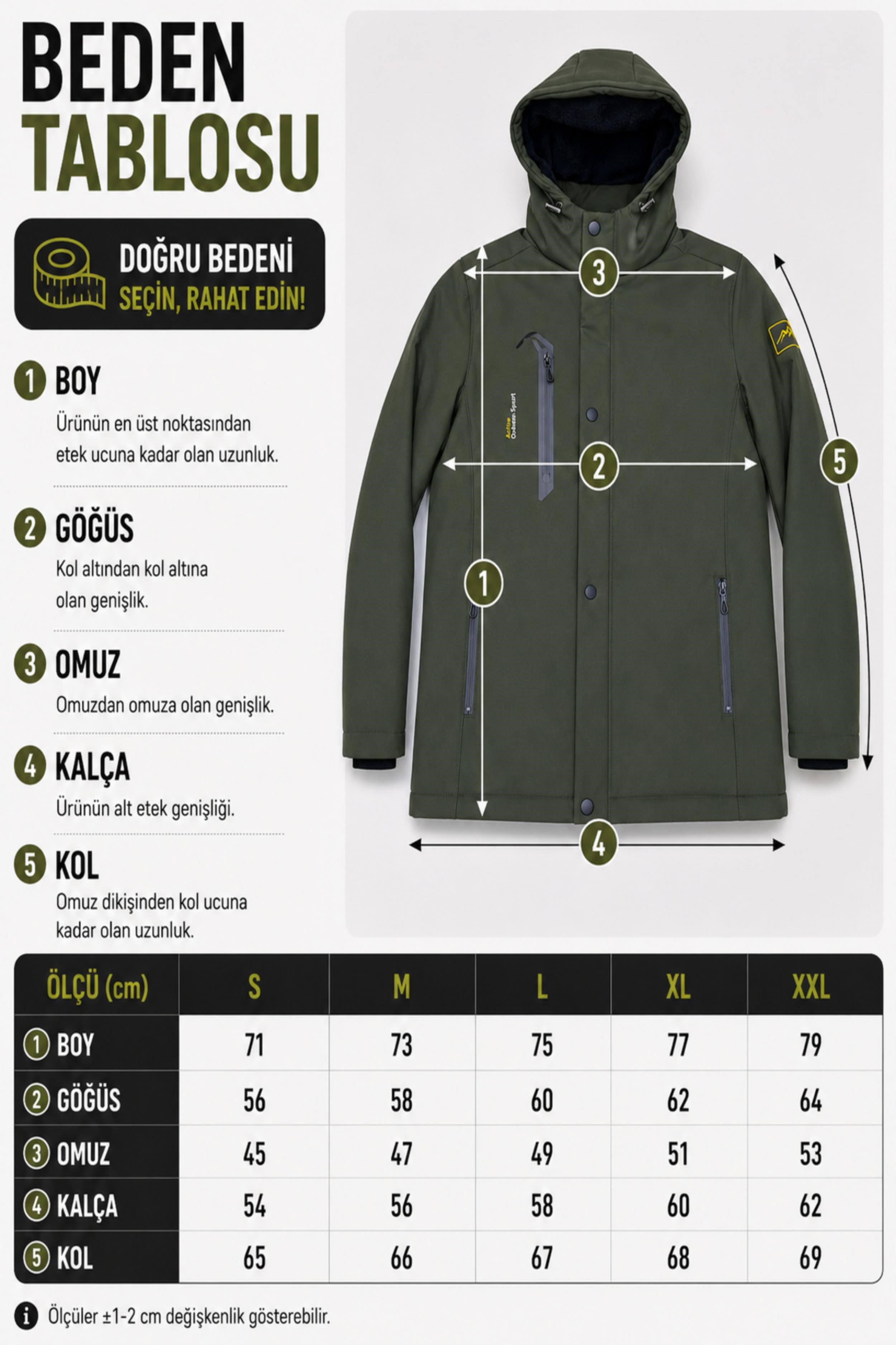 Su ve Rüzgar Geçirmez Outdoor Softshell Kışlık Mont PLDP 3014_50510