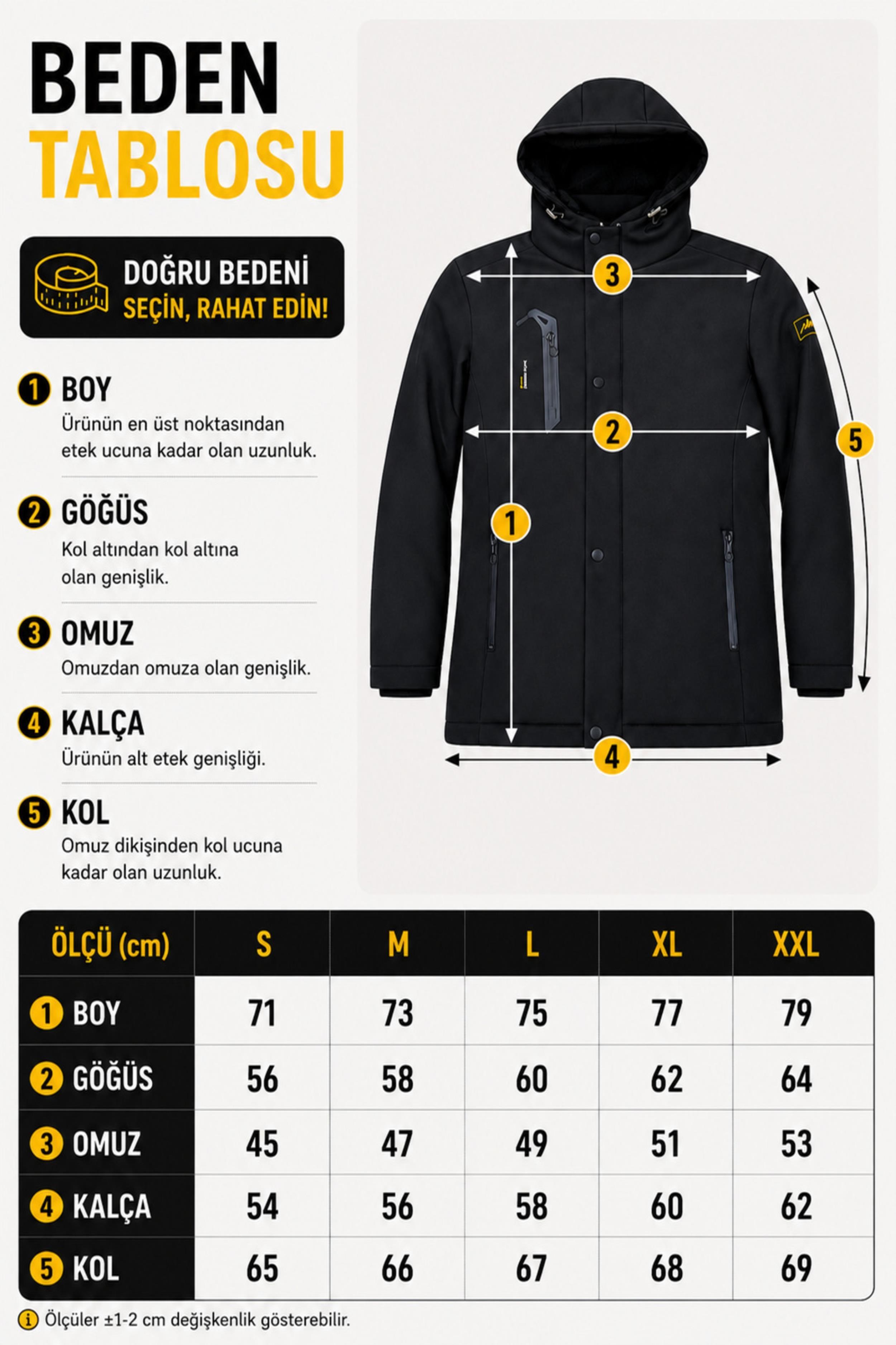Su ve Rüzgar Geçirmez Outdoor Softshell Kışlık Mont PLDP 3014_50510