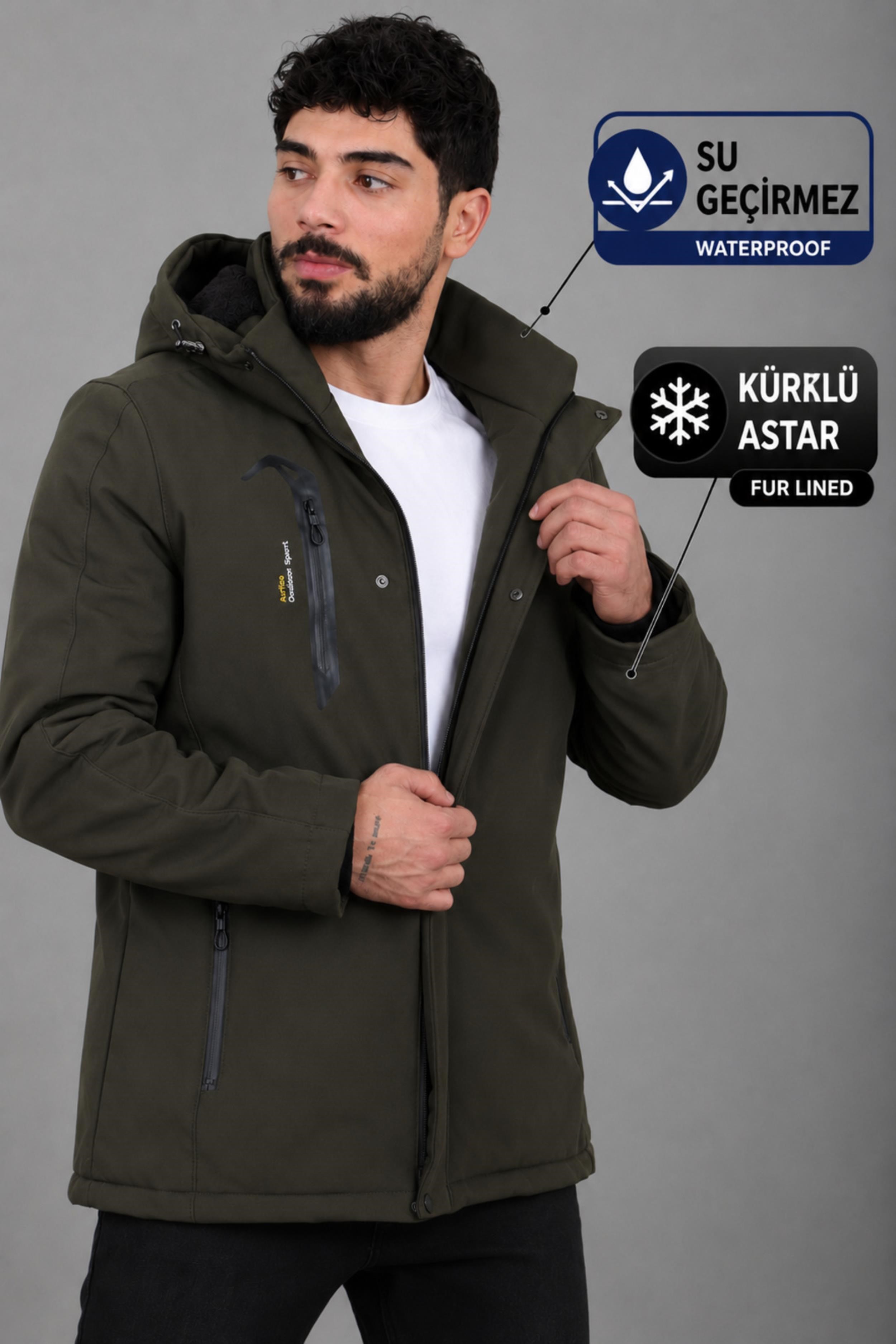 Su ve Rüzgar Geçirmez Outdoor Softshell Kışlık Mont PLDP 3014_50510