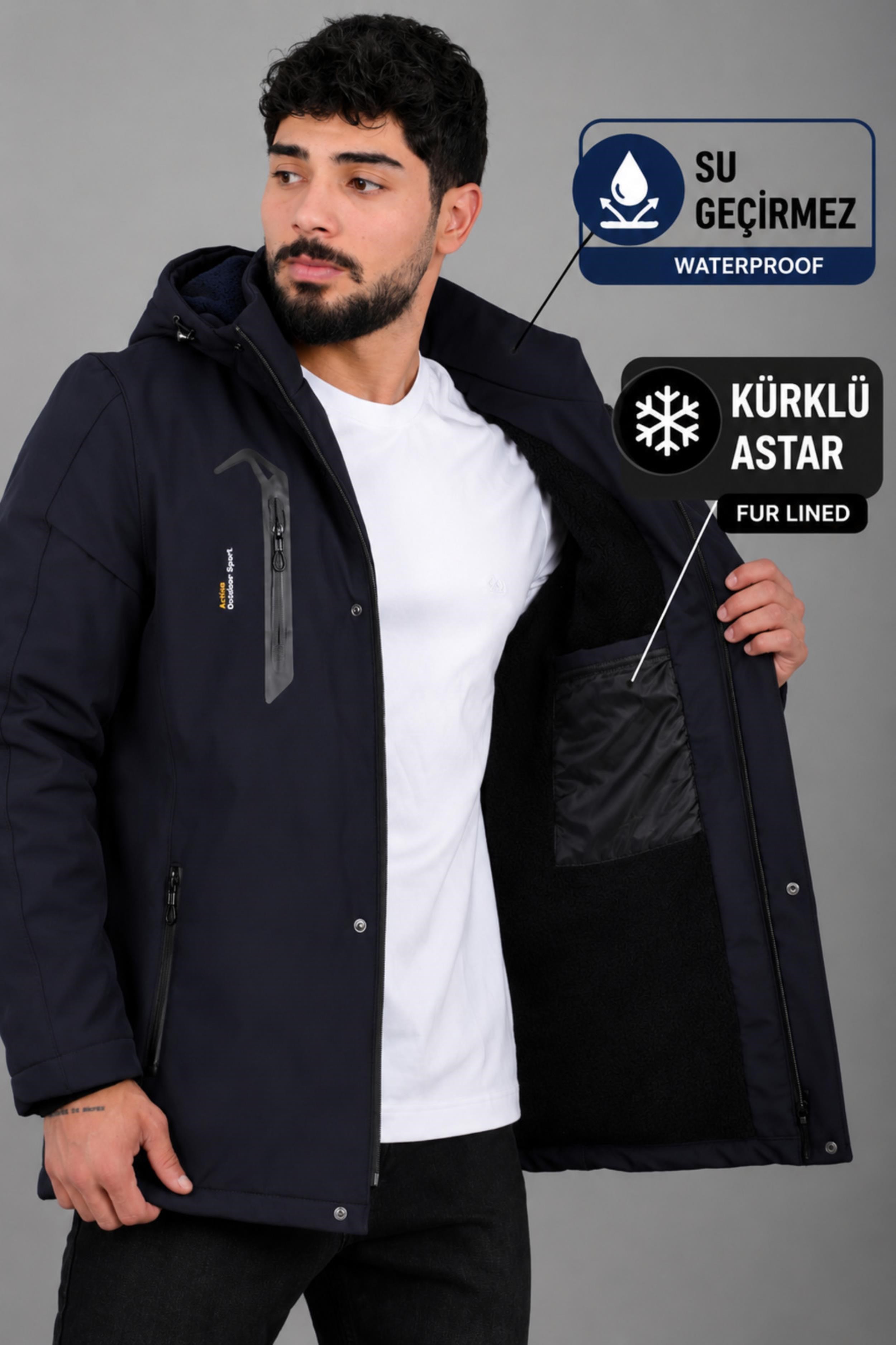 Su ve Rüzgar Geçirmez Outdoor Softshell Kışlık Mont PLDP 3014_50510
