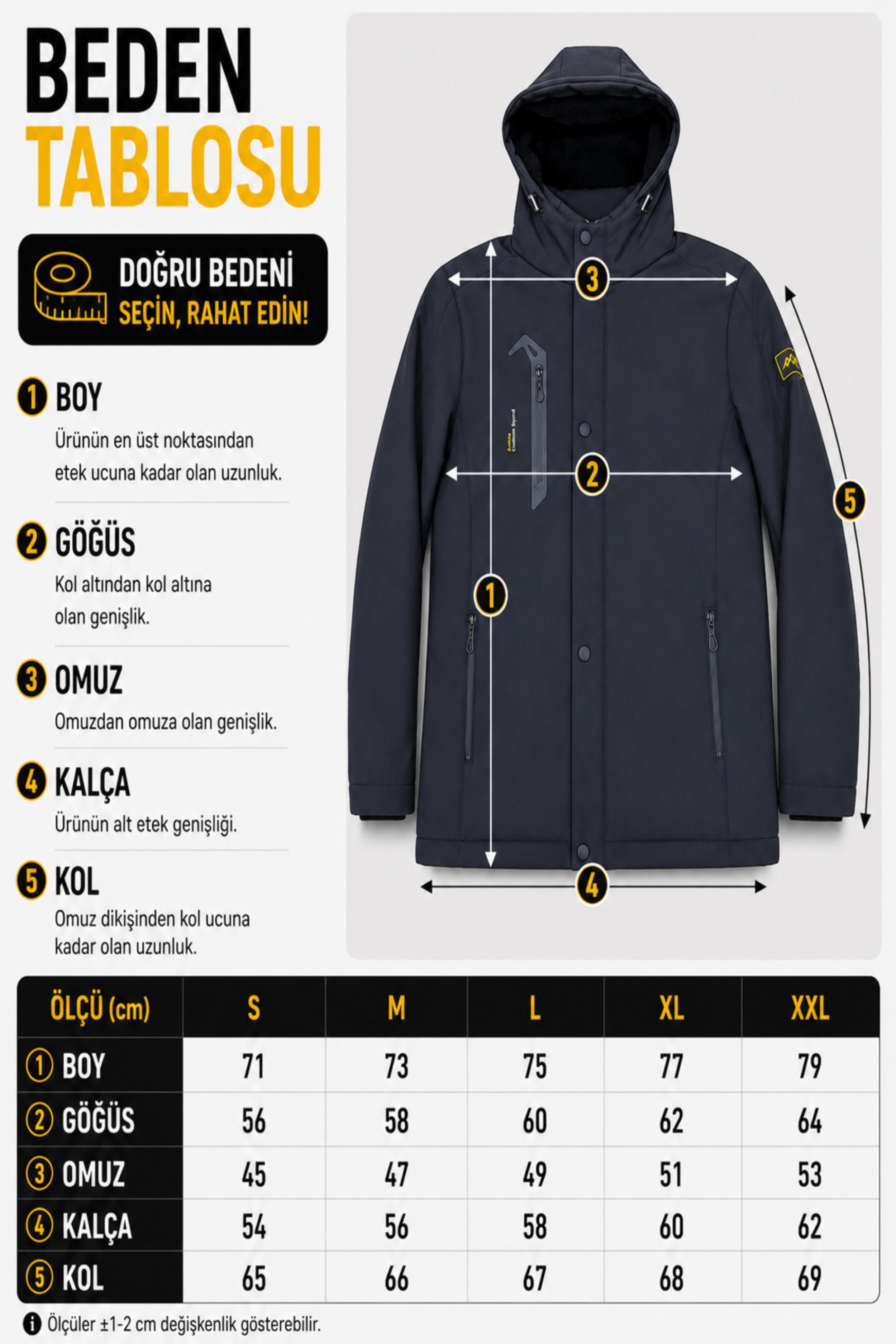 Su ve Rüzgar Geçirmez Outdoor Softshell Kışlık Mont PLDP 3014_50510