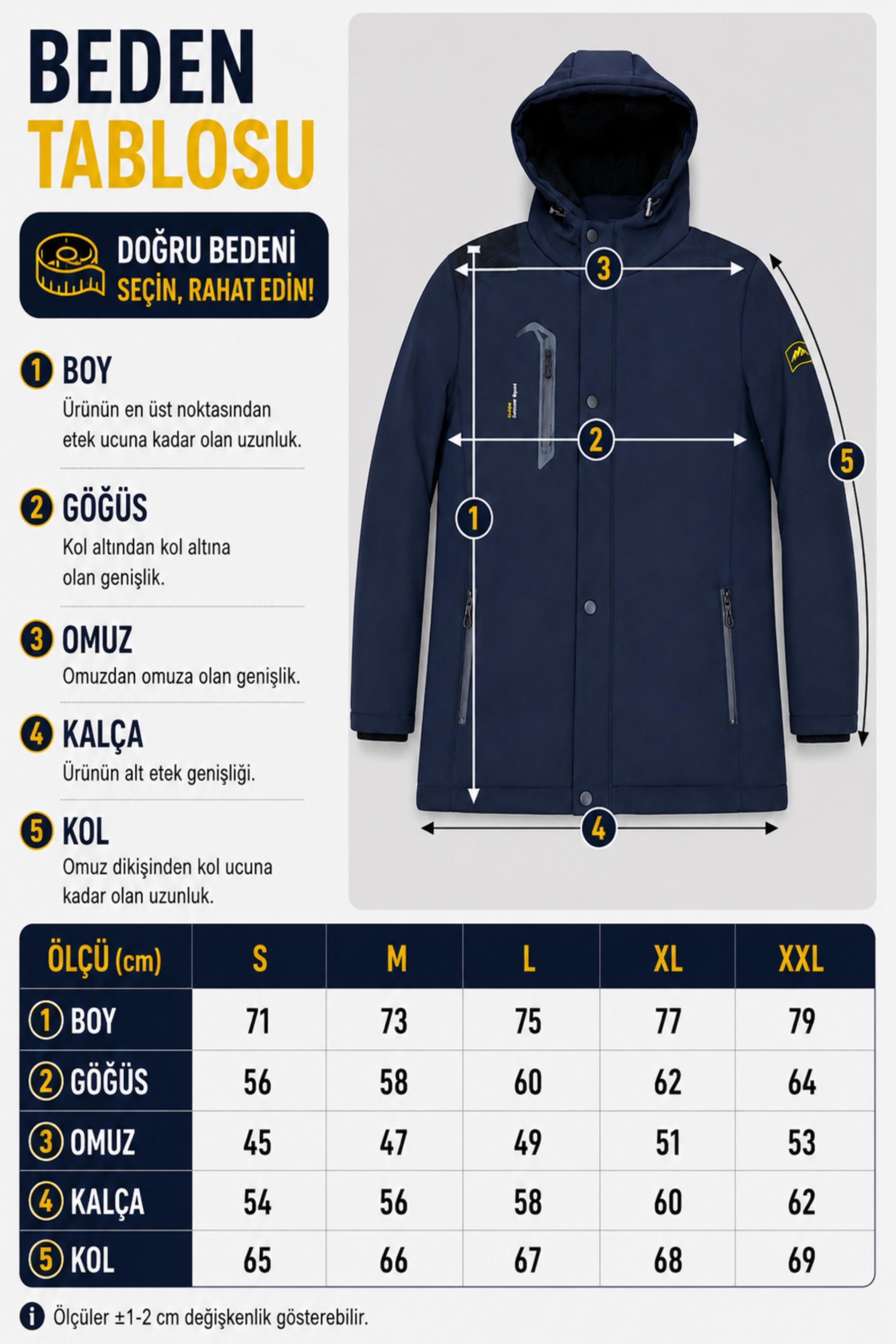 Su ve Rüzgar Geçirmez Outdoor Softshell Kışlık Mont PLDP 3014_50510