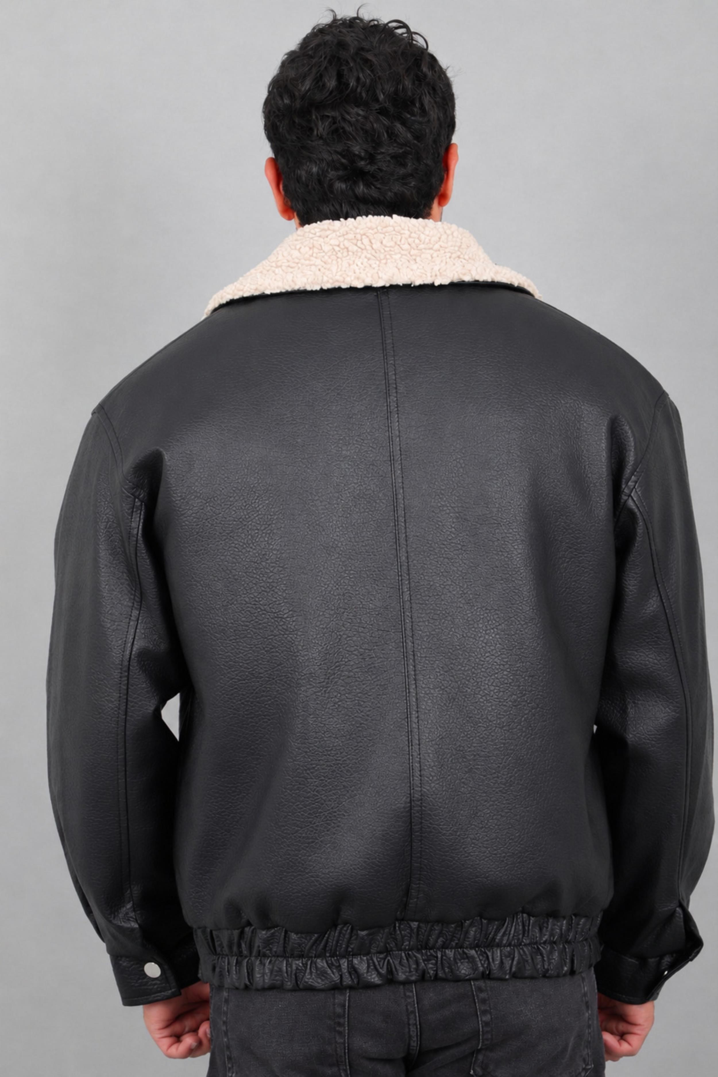 Yaka Kürklü Oversize Kışlık Suni Deri Mont KMD 864_50532