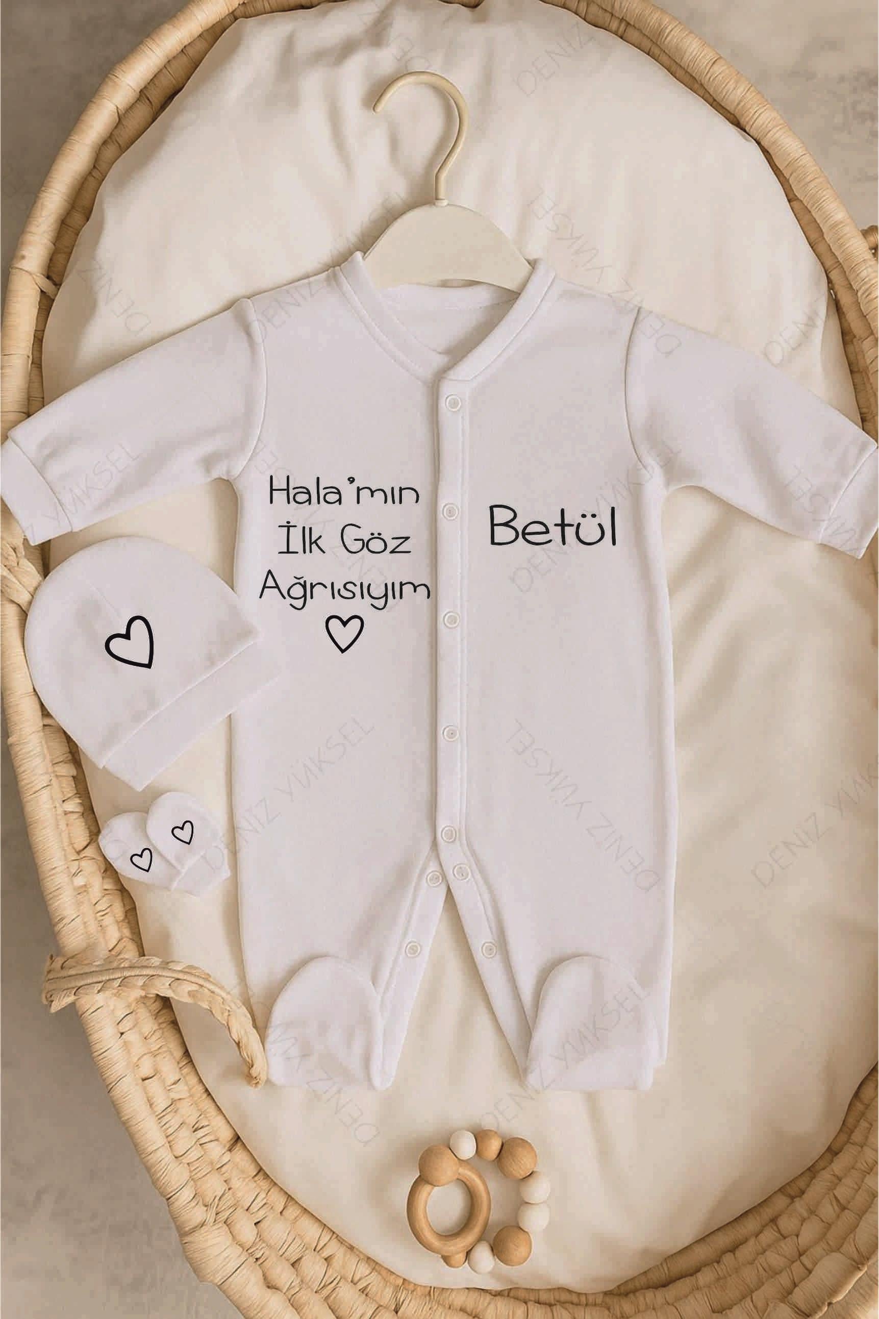 Halamın İlk Göz Ağrısıyım Tulum Bere Eldiven Set